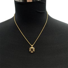 Christian Dior Vintage Gold Metall CD Quadratische Anhänger Kette Halskette
