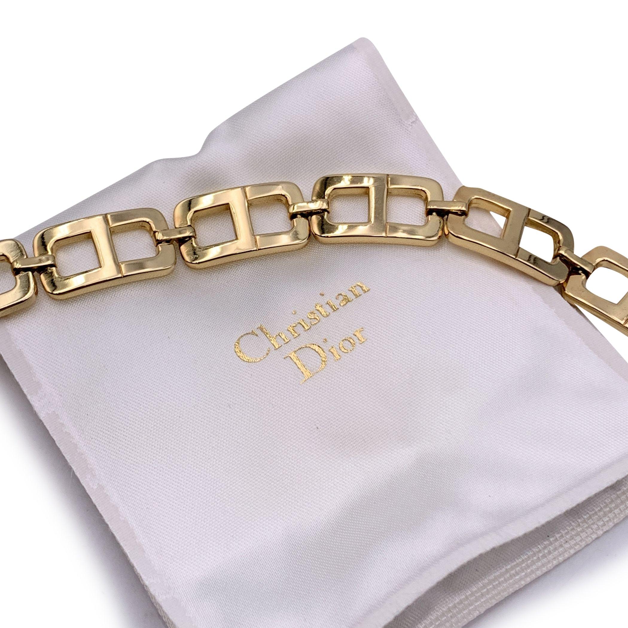Christian Dior Vintage Gold Metal Chain Link CD Logo Bracelet In Excellent Condition In Rome, Rome