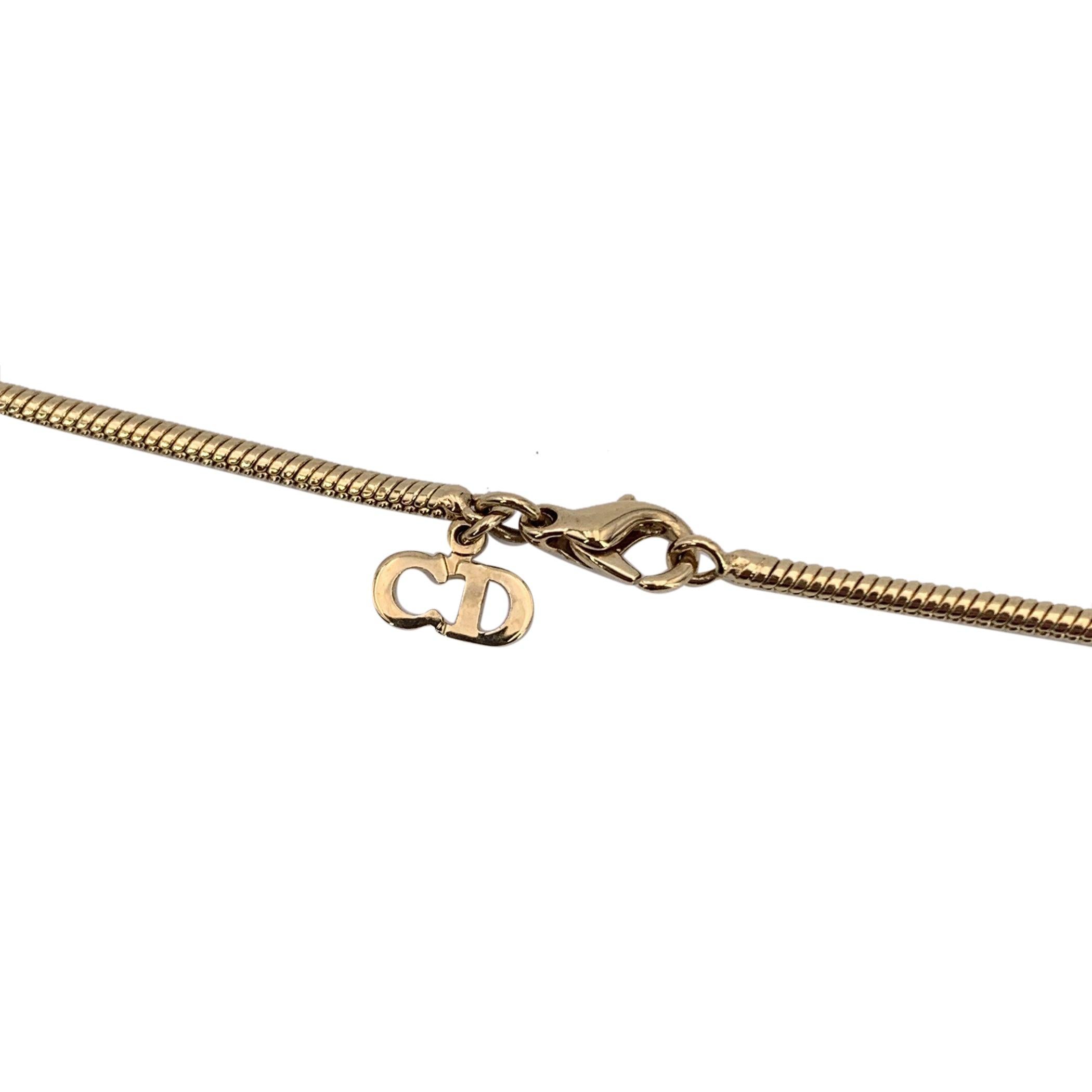 Christian Dior Vintage Gold Metal Logo Dangling Letters Necklace In Excellent Condition For Sale In Rome, Rome