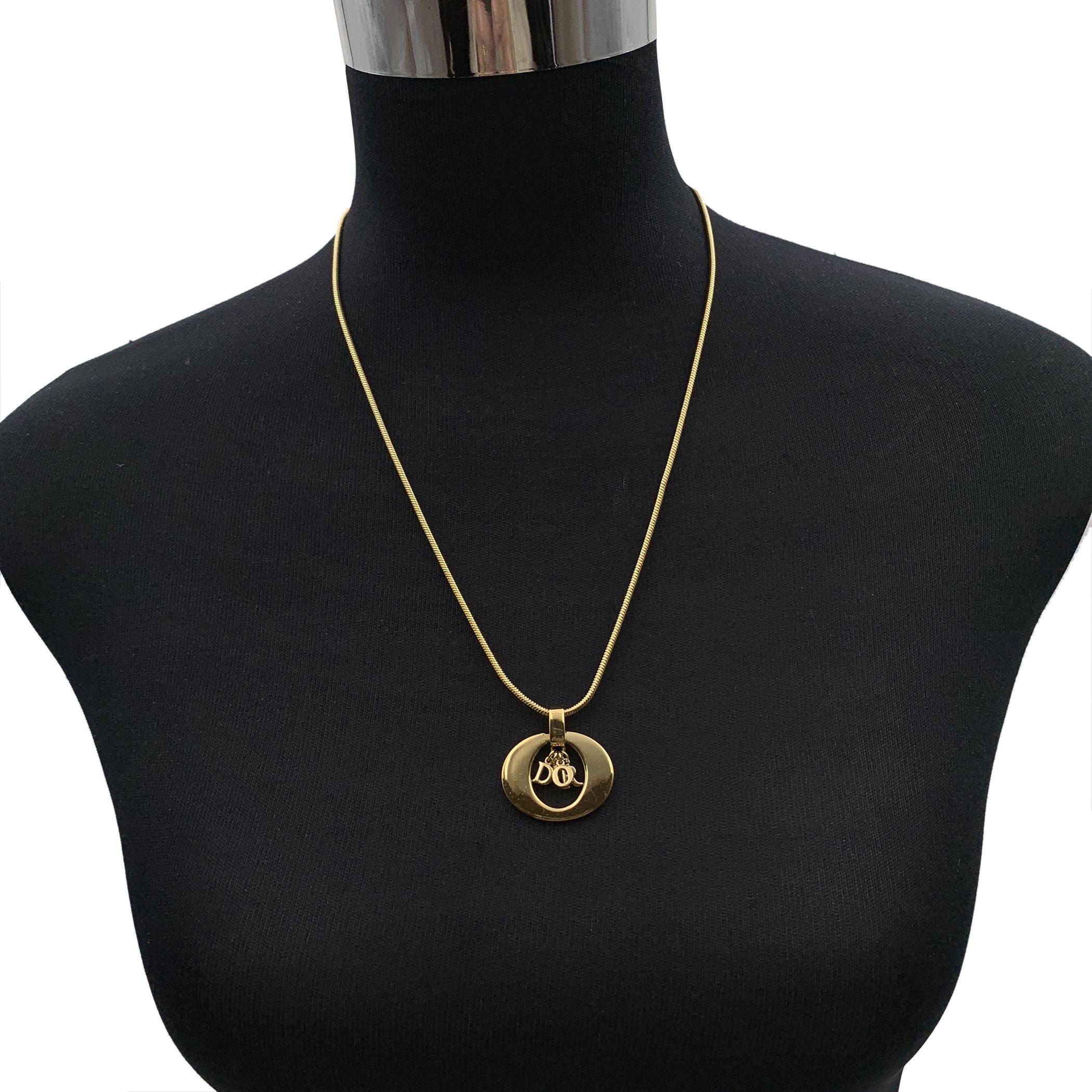 Christian Dior Vintage Gold Metal Logo Dangling Letters Necklace In Excellent Condition In Rome, Rome