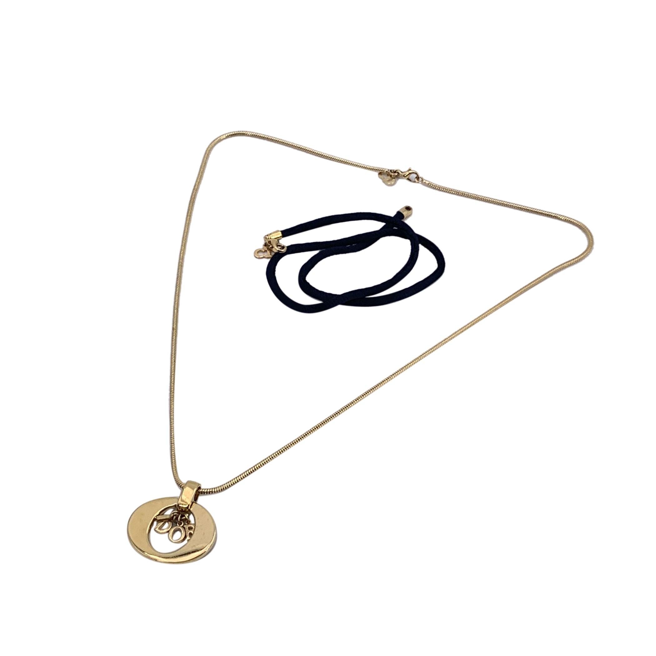 Christian Dior Vintage Gold Metal Logo Dangling Letters Necklace For Sale 1