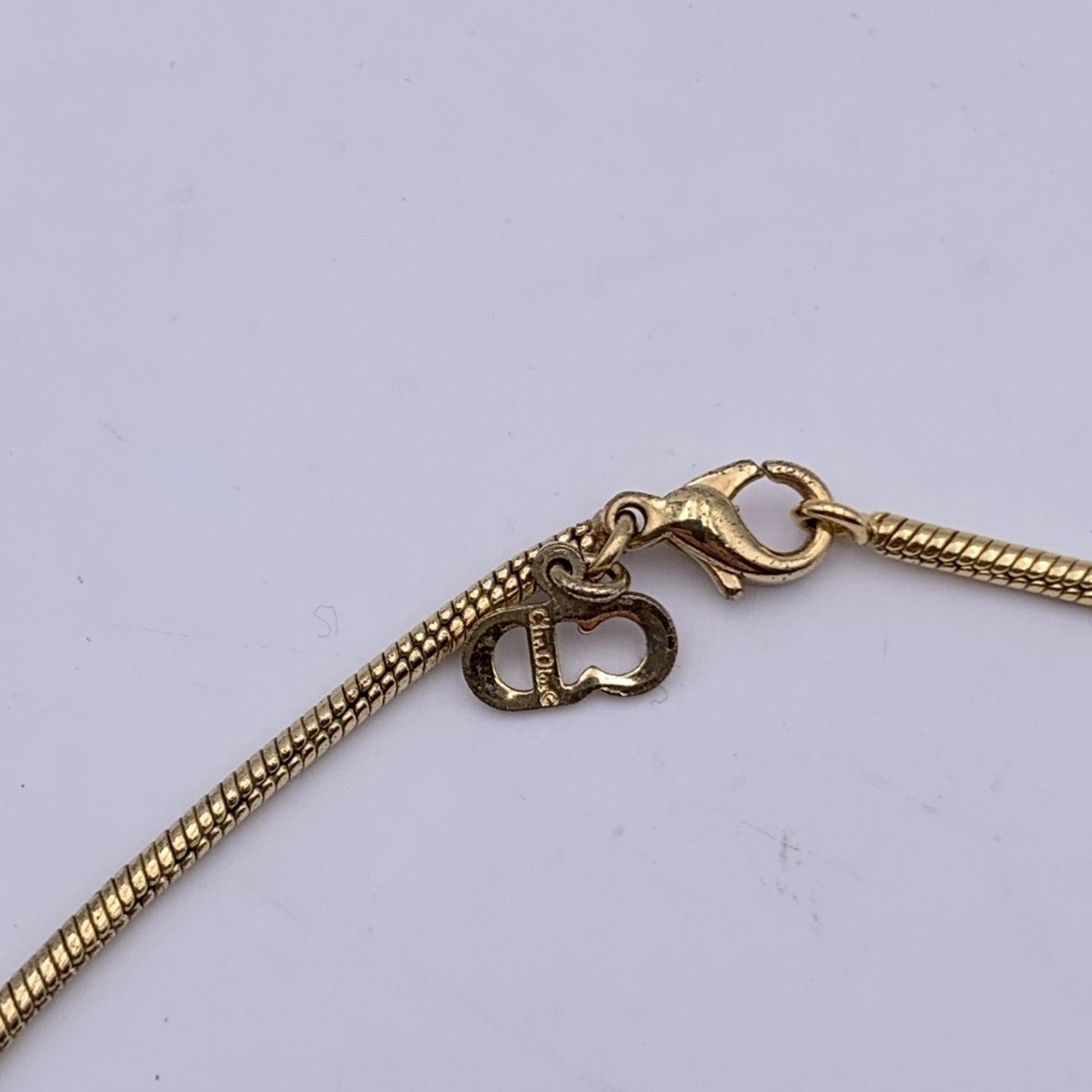 Christian Dior Vintage Gold Metal Logo Dangling Letters Necklace 1