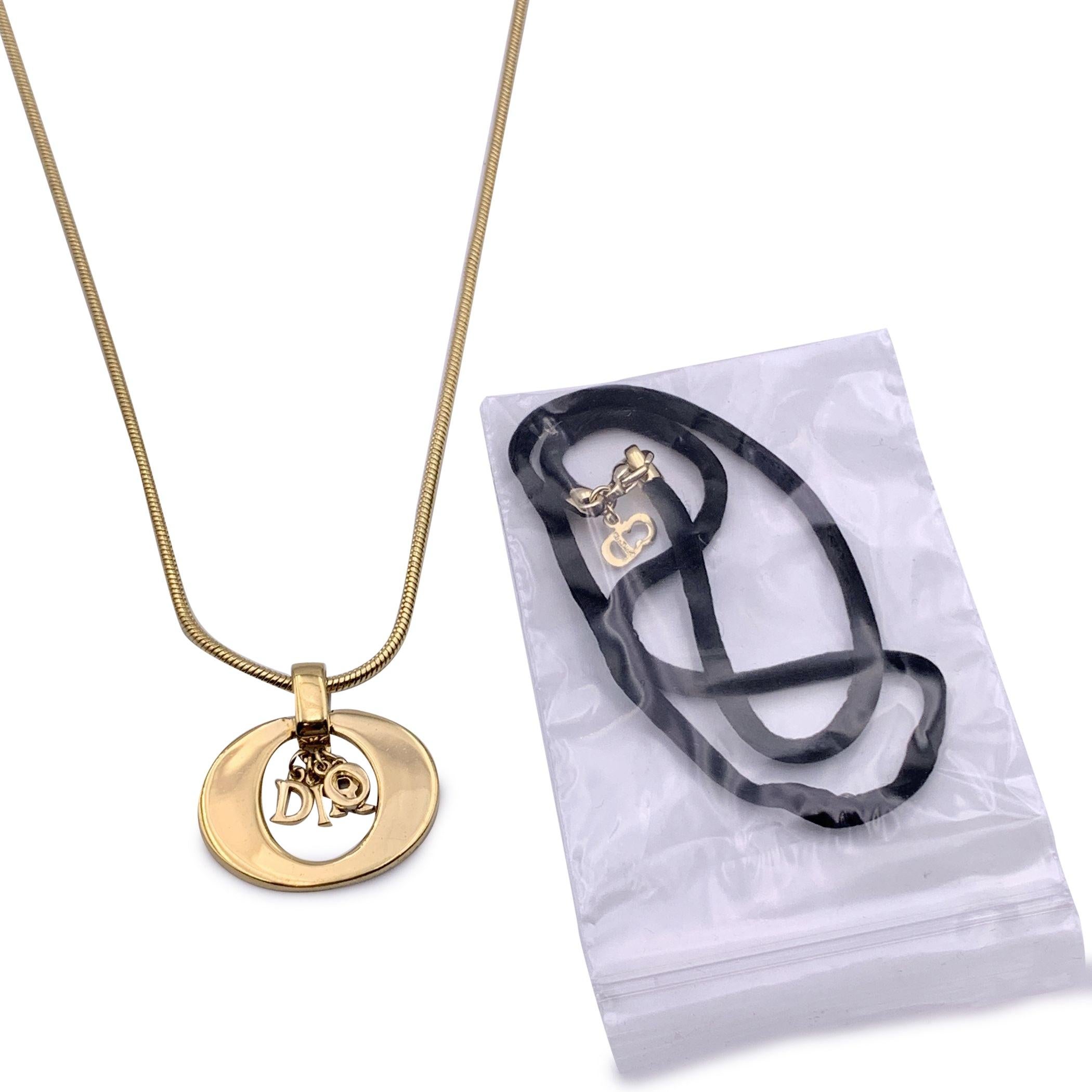 Christian Dior Vintage Gold Metal Logo Dangling Letters Necklace 1