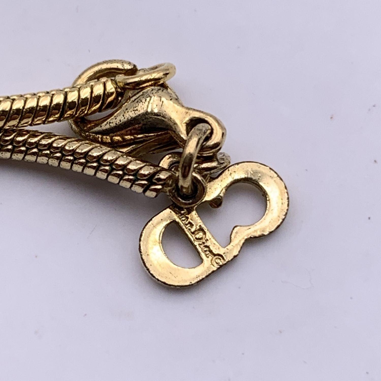 Christian Dior Vintage Gold Metal Logo Dangling Letters Necklace 2