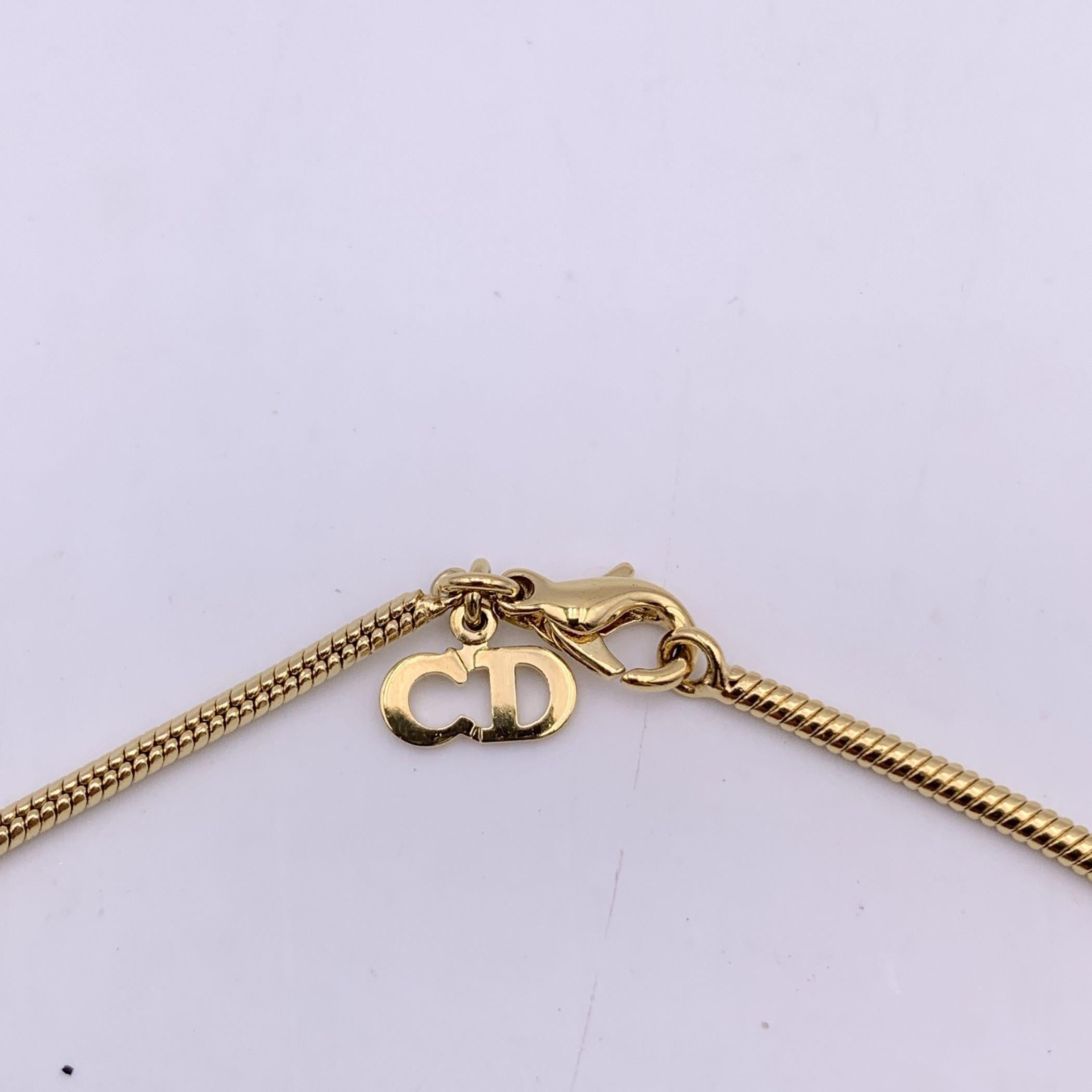 Christian Dior Vintage Gold Metal Logo Dangling Letters Necklace 2
