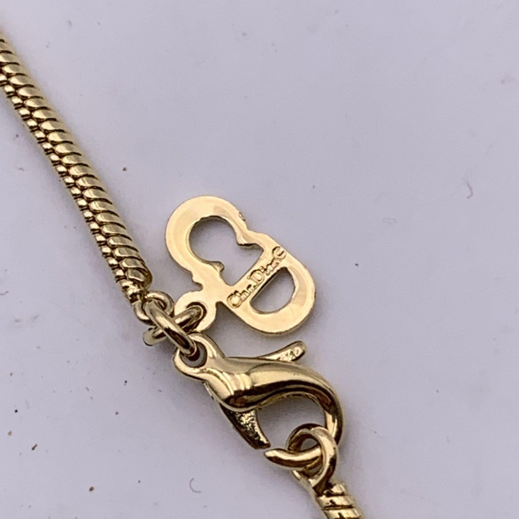 Christian Dior Vintage Gold Metal Logo Dangling Letters Necklace 3