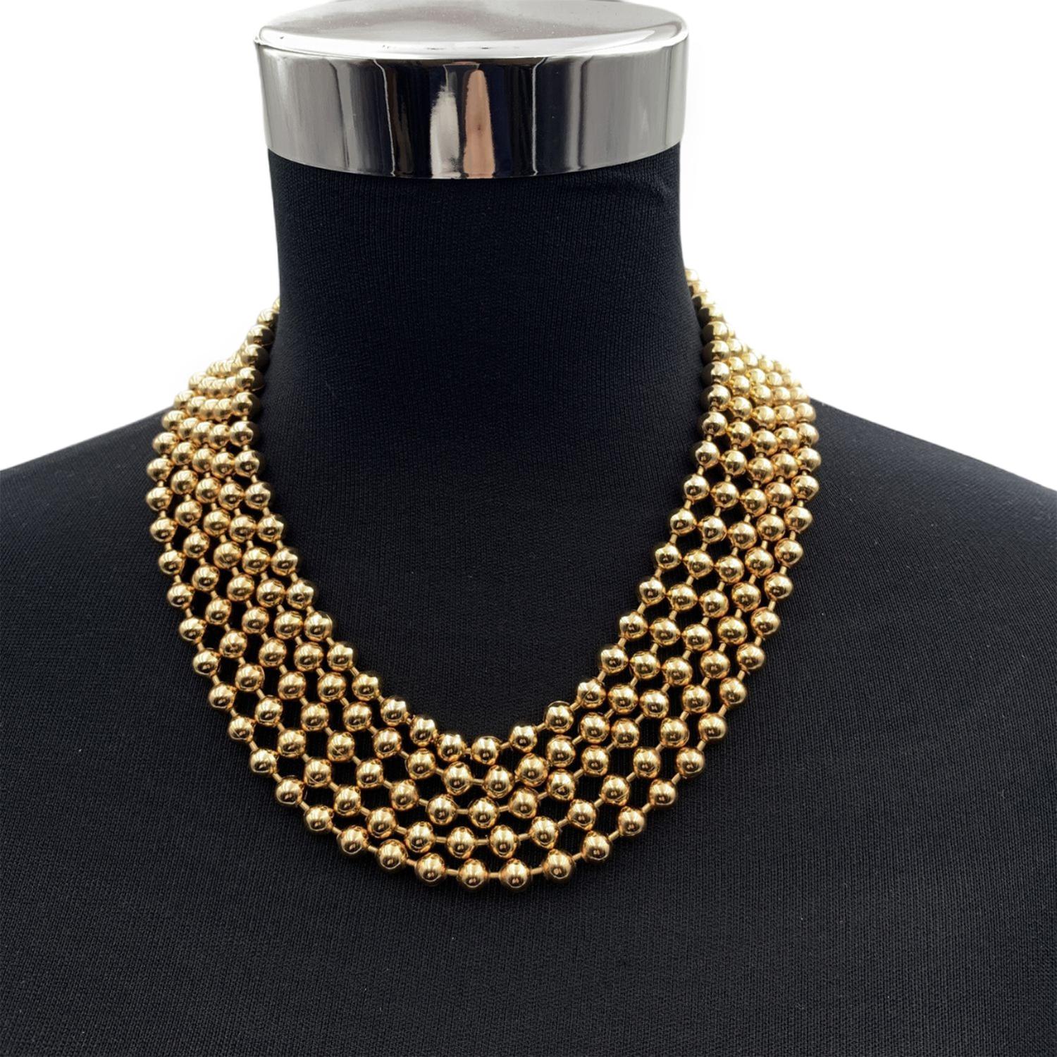 Christian Dior Vintage Gold Metal Multi Strand Beaded Chain Necklace In Excellent Condition In Rome, Rome