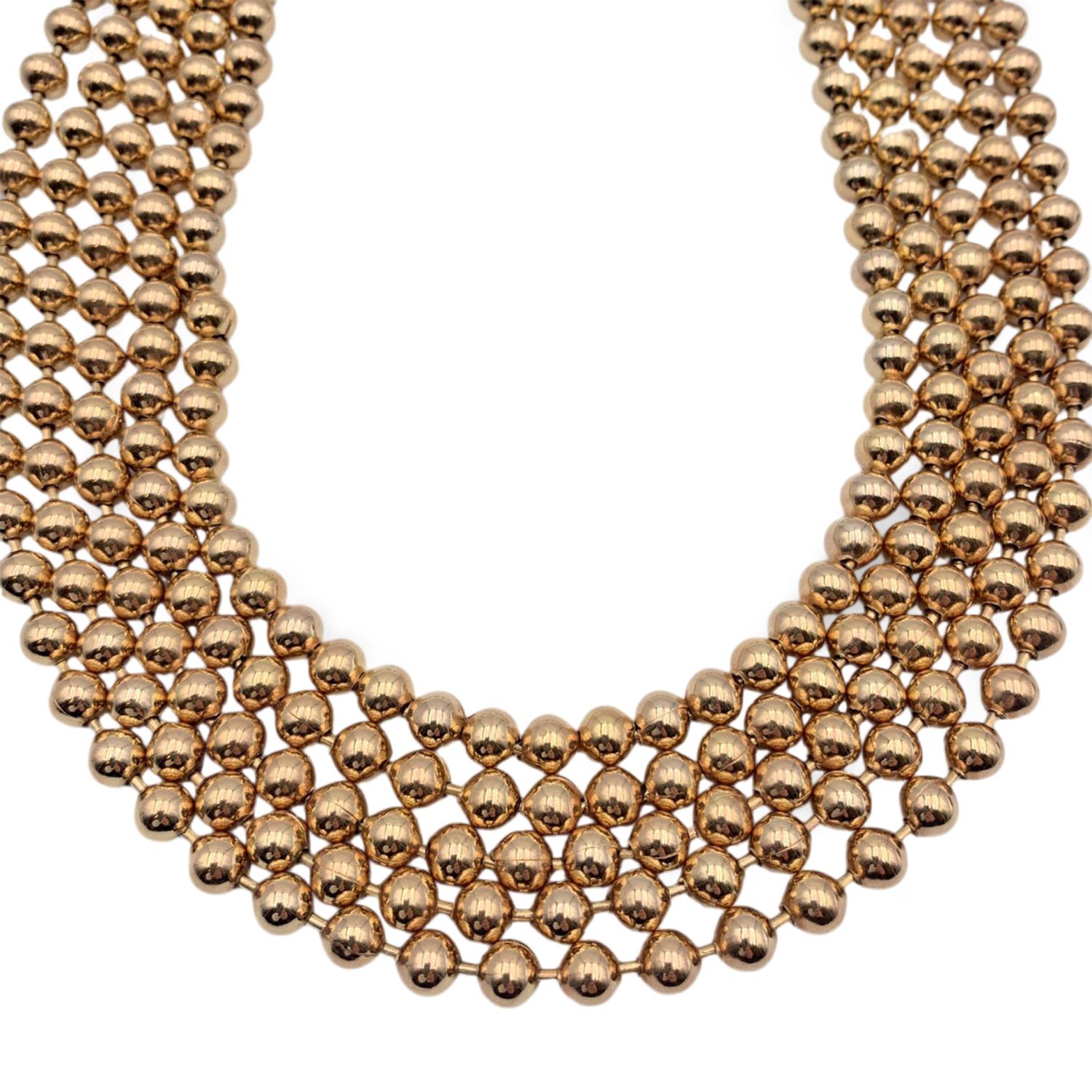 Women's Christian Dior Vintage Gold Metal Multi Strand Beaded Chain Necklace