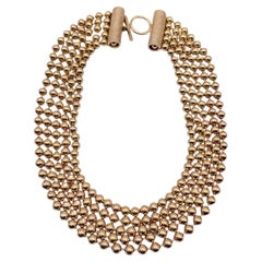 Christian Dior Vintage Gold Metall Mehrstrang Perlenkette Halskette mit Perlenkette
