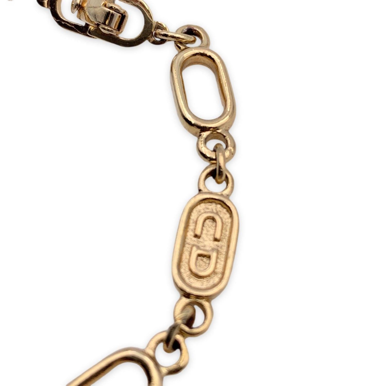 Christian Dior Vintage Gold Metal Oval Chain Link Bracelet In Excellent Condition For Sale In Rome, Rome