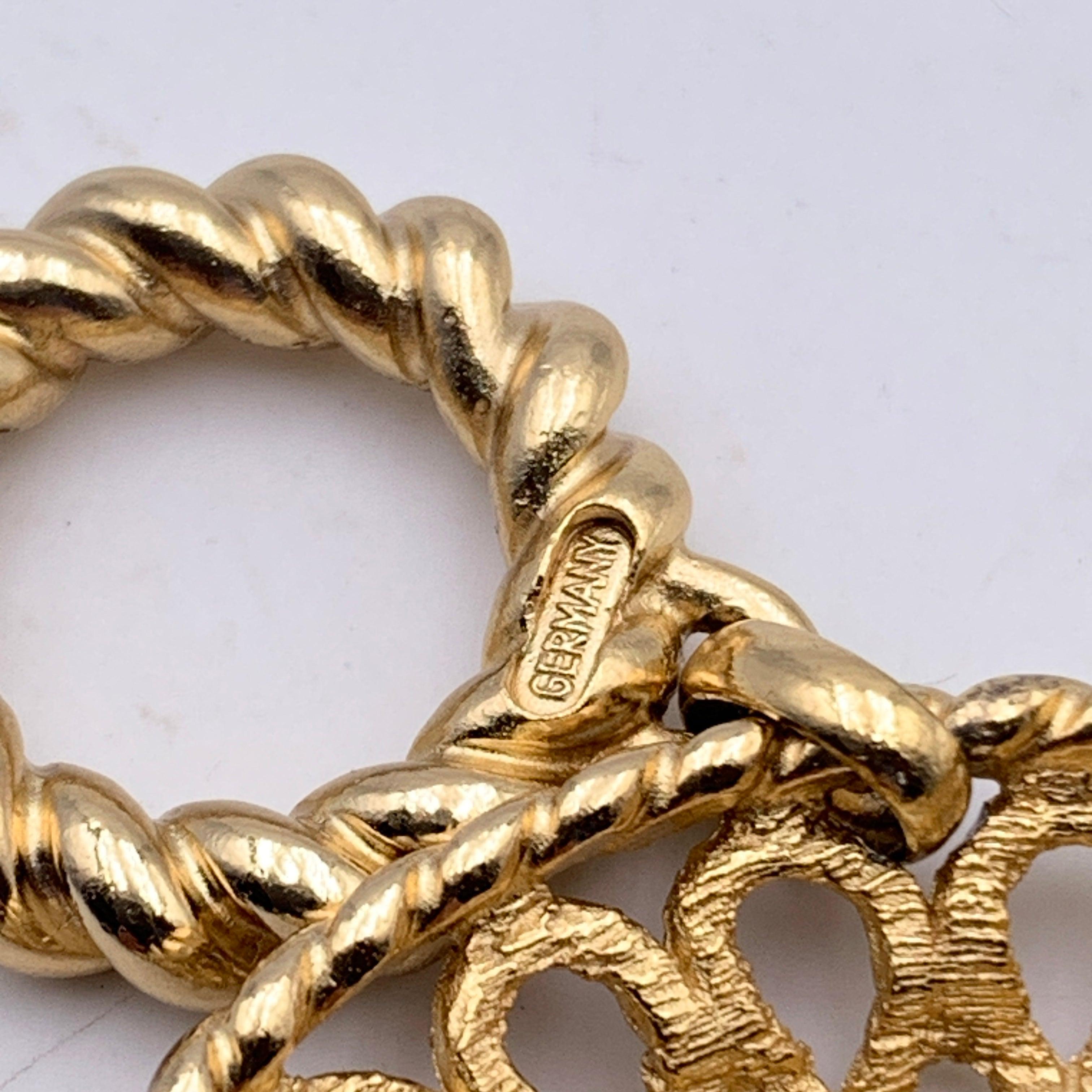 Christian Dior Vintage Ovales Vintage Gold Metall-Ringarmband Damen