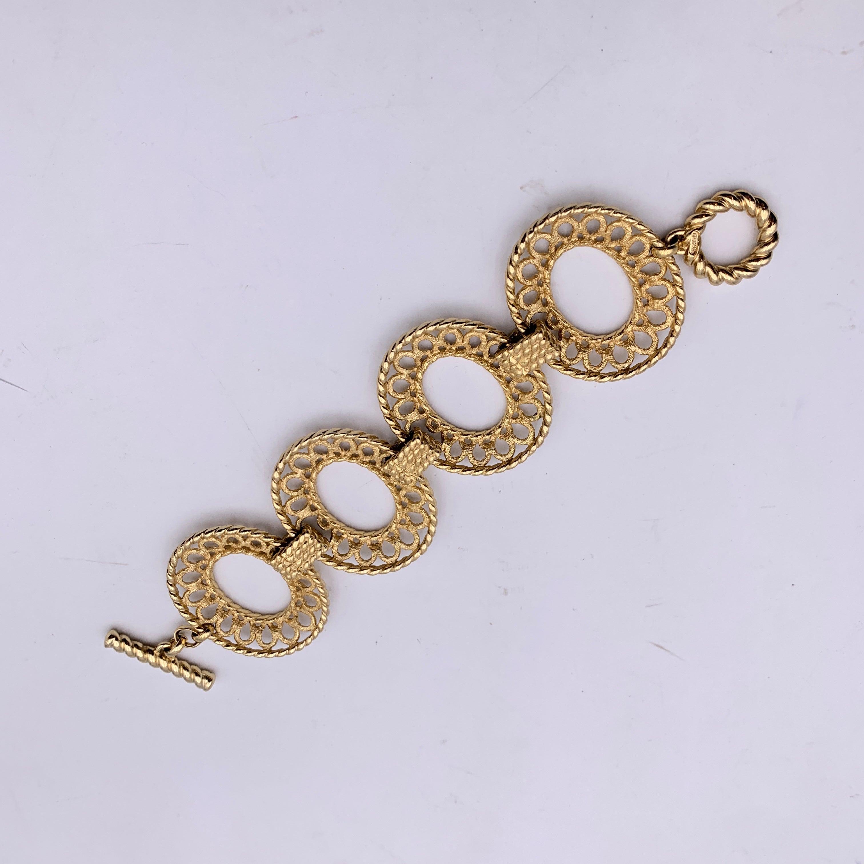 Christian Dior Vintage Gold Metal Oval Ring Bracelet 1
