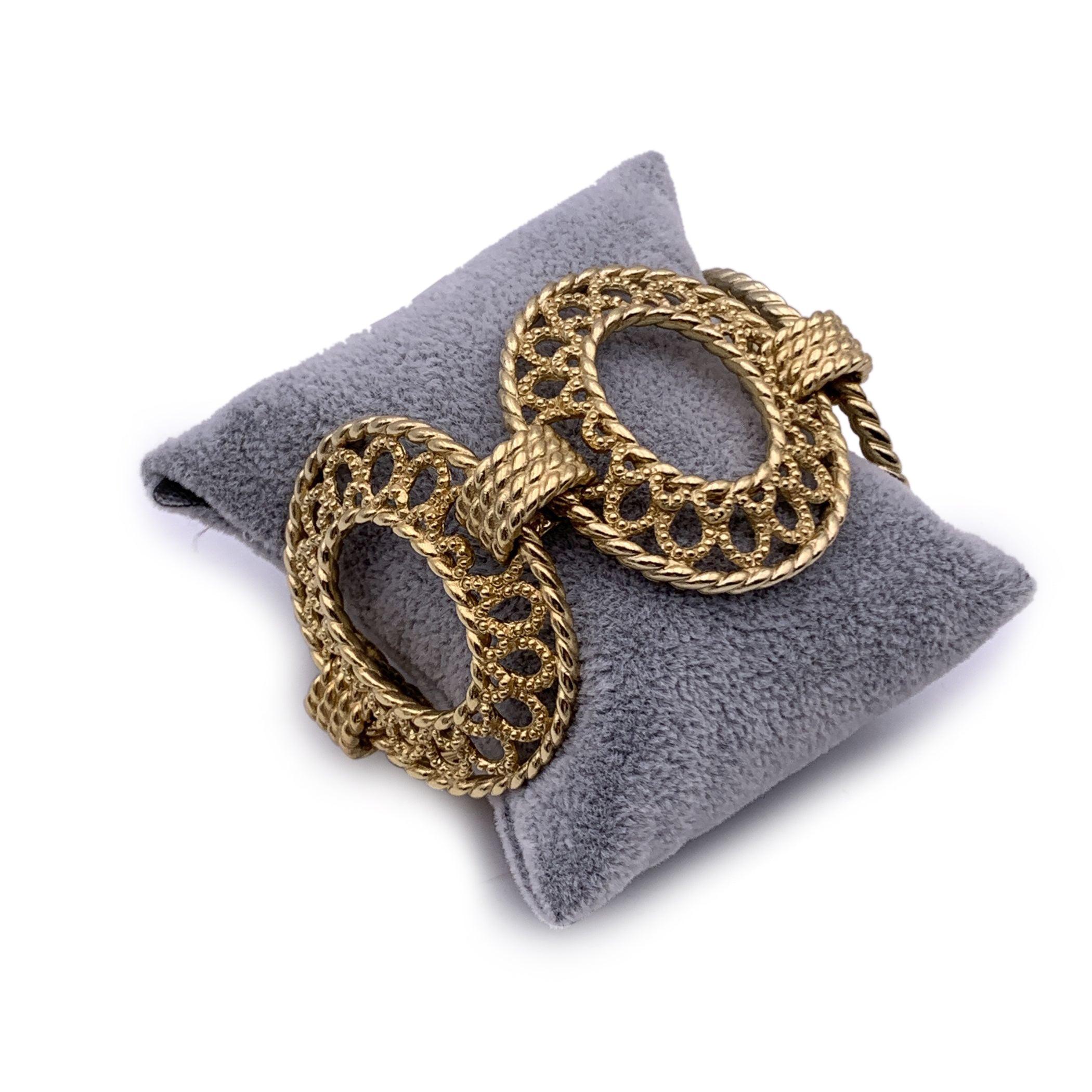 Brown Christian Dior Vintage Gold Metal Oval Ring Statement Bracelet
