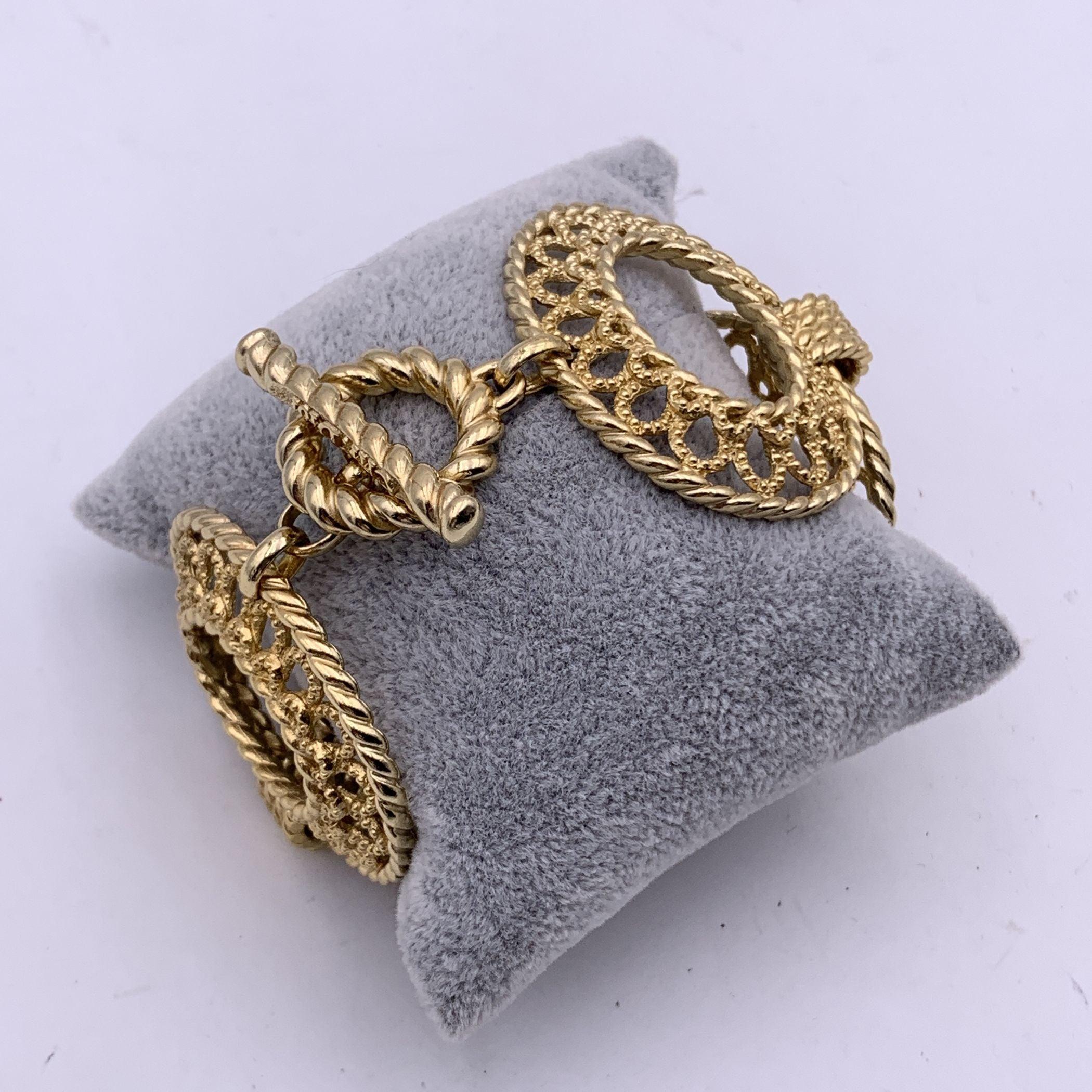 Christian Dior Vintage Gold Metal Oval Ring Statement Bracelet In Excellent Condition In Rome, Rome
