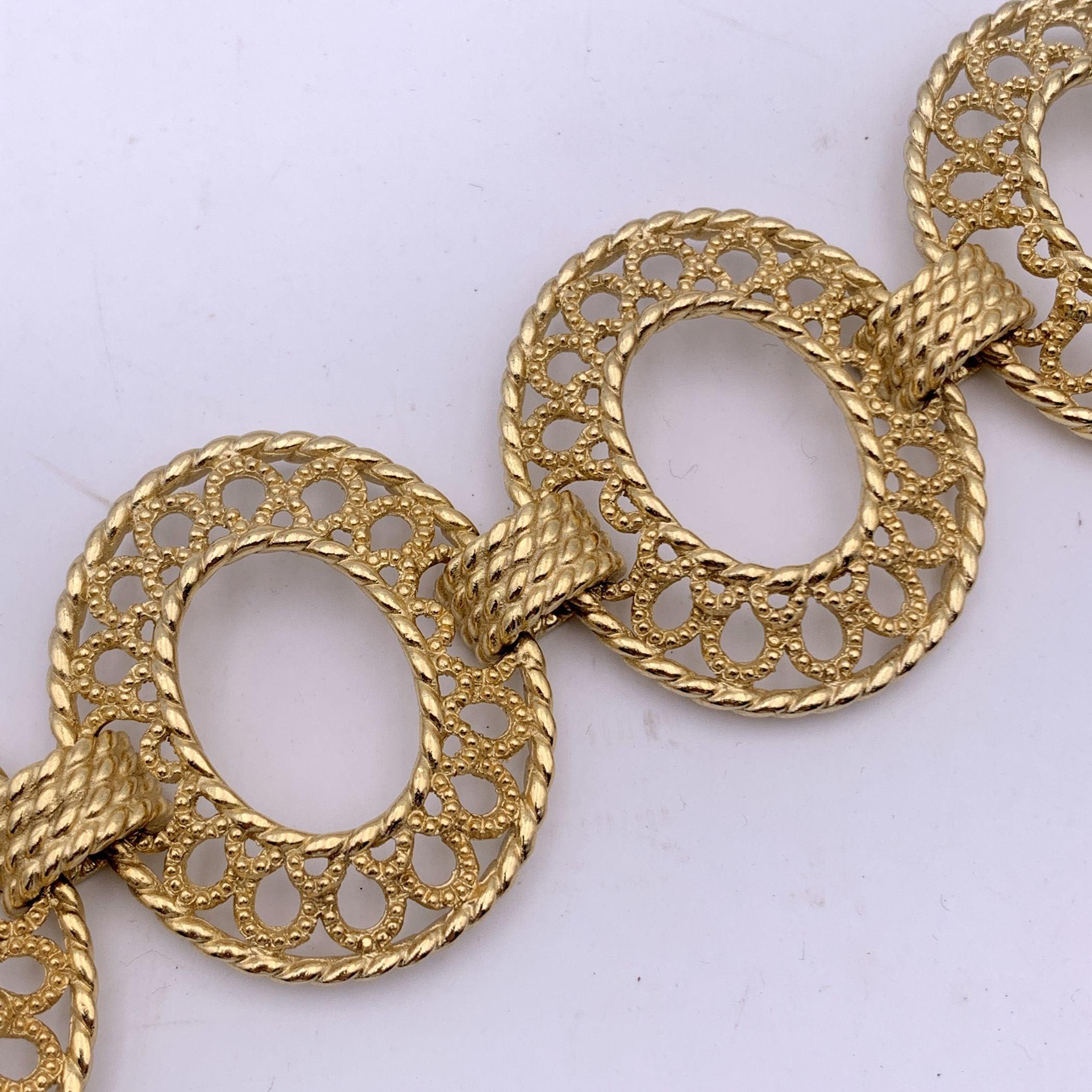 Women's Christian Dior Vintage Gold Metal Oval Ring Statement Bracelet