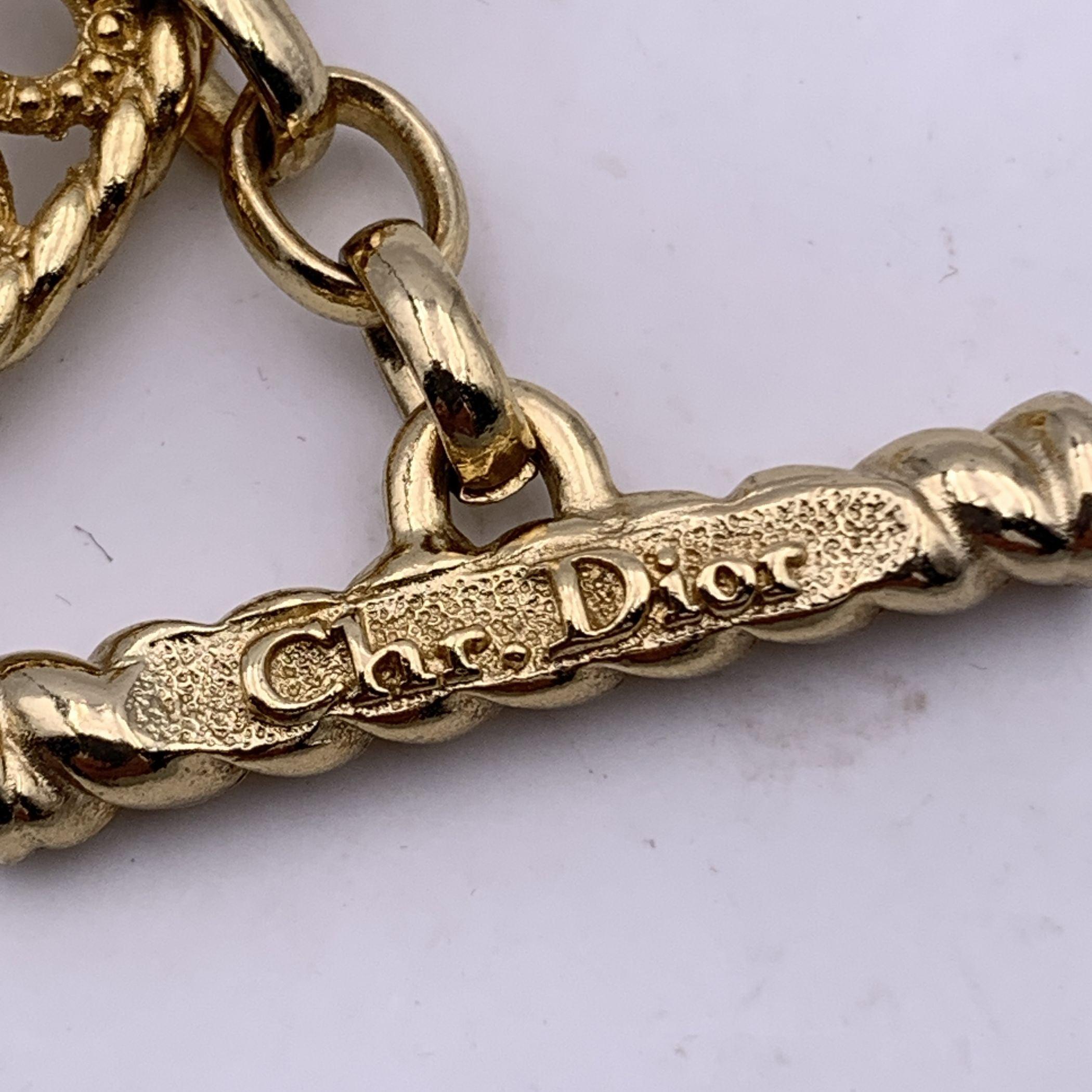Christian Dior Vintage Gold Metal Oval Ring Statement Bracelet 1