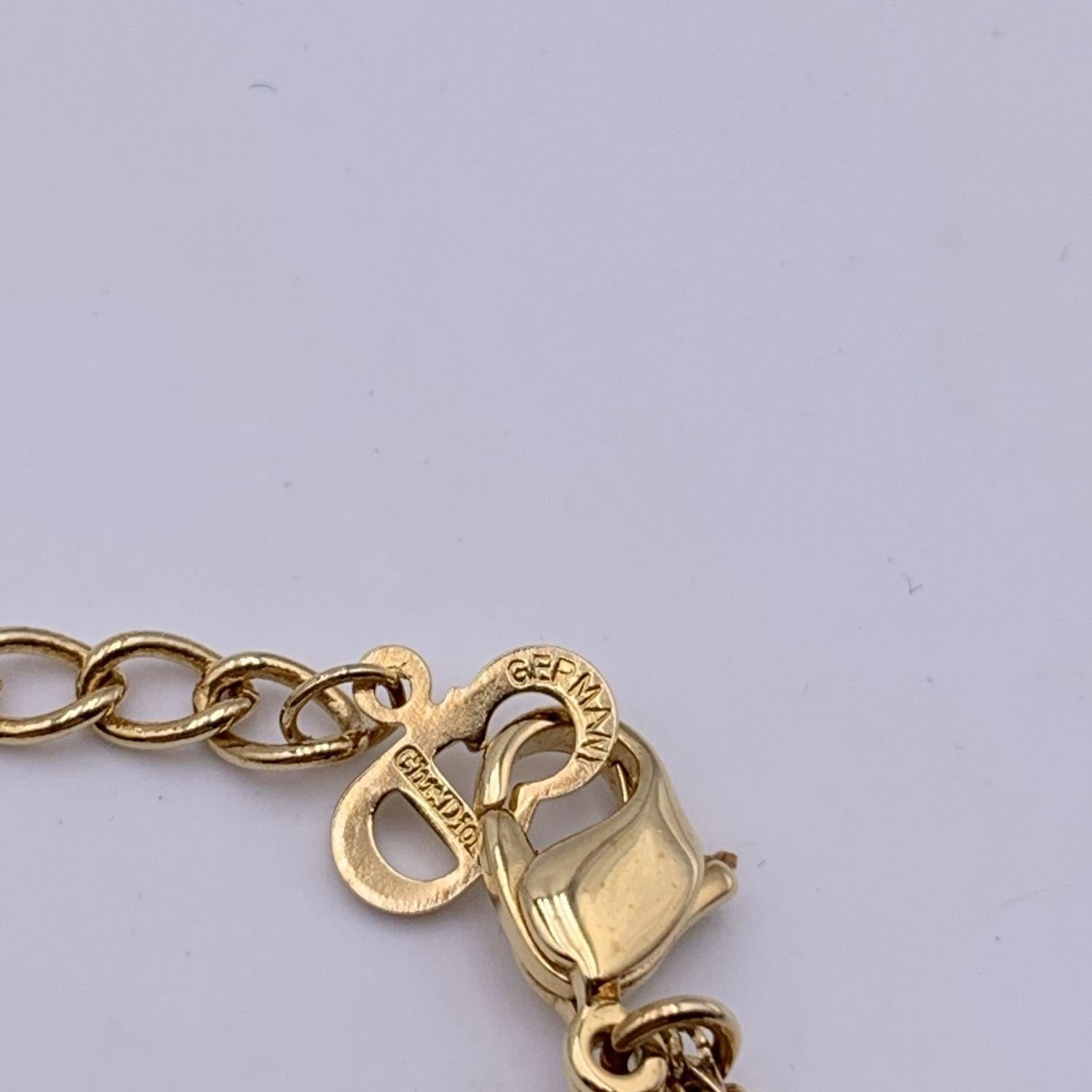Christian Dior Vintage Gold Metal Pearl Pendant Necklace 2