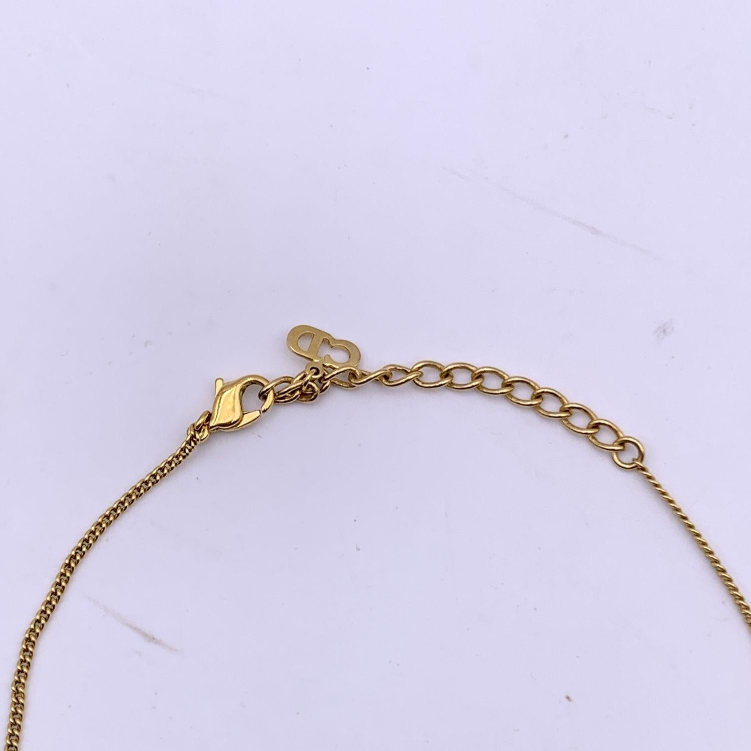 Christian Dior Vintage Gold Metal Signature Chain Necklace In Excellent Condition In Rome, Rome