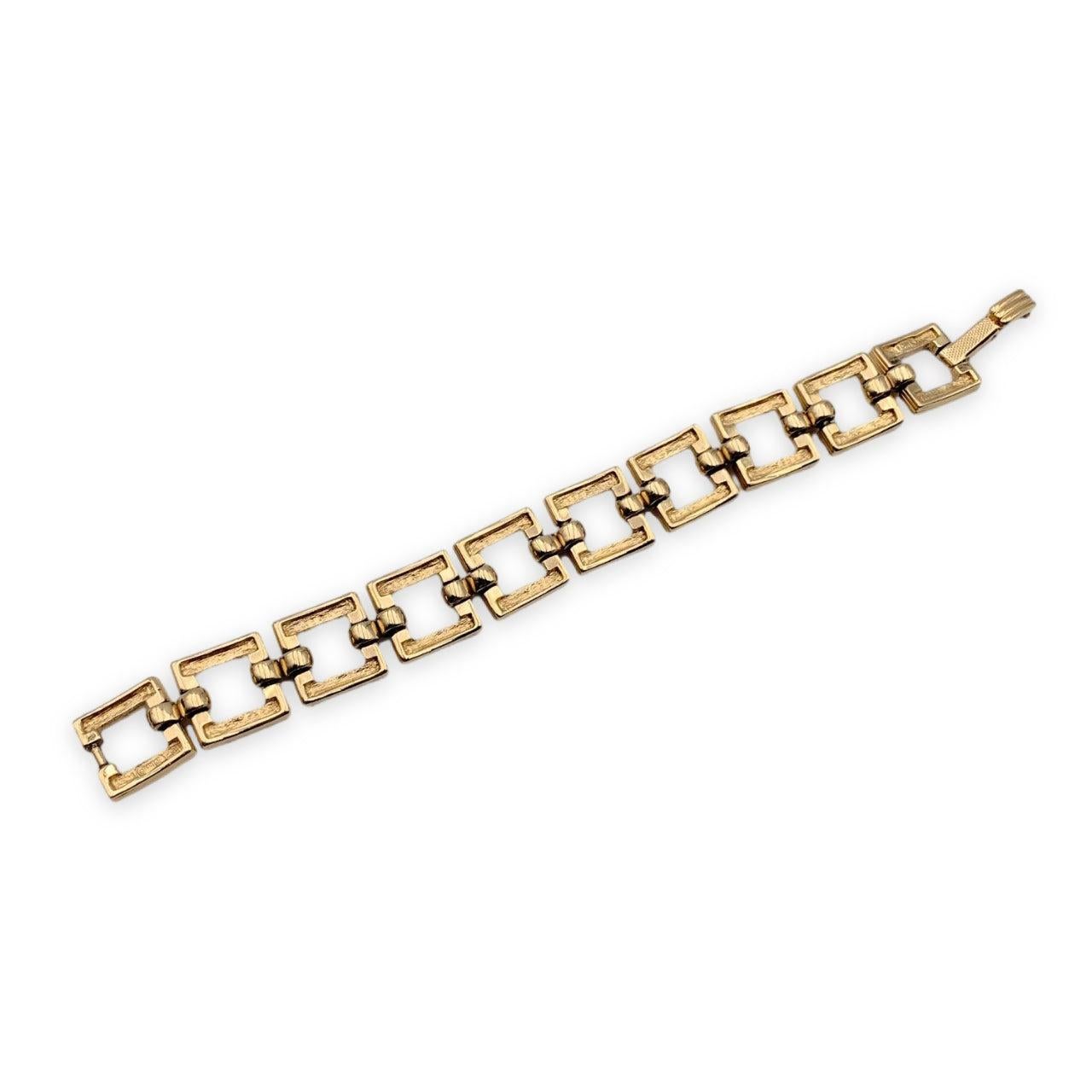 Christian Dior Vintage Gold Metal Square Links Bracelet In Excellent Condition In Rome, Rome