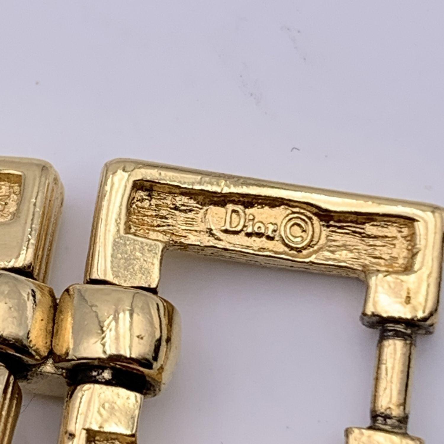Women's Christian Dior Vintage Gold Metal Square Links Bracelet