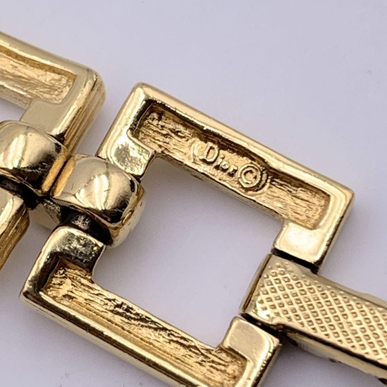 Christian Dior Vintage Gold Metal Square Links Bracelet 1