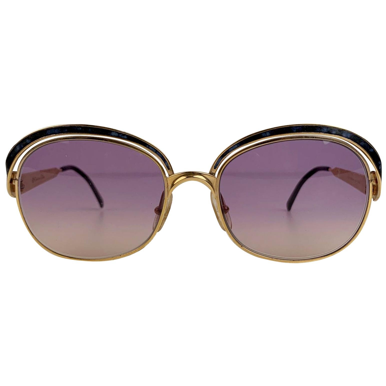 Christian Dior Vintage Gold Metal Sunglasses Marbled Enamel at 1stDibs