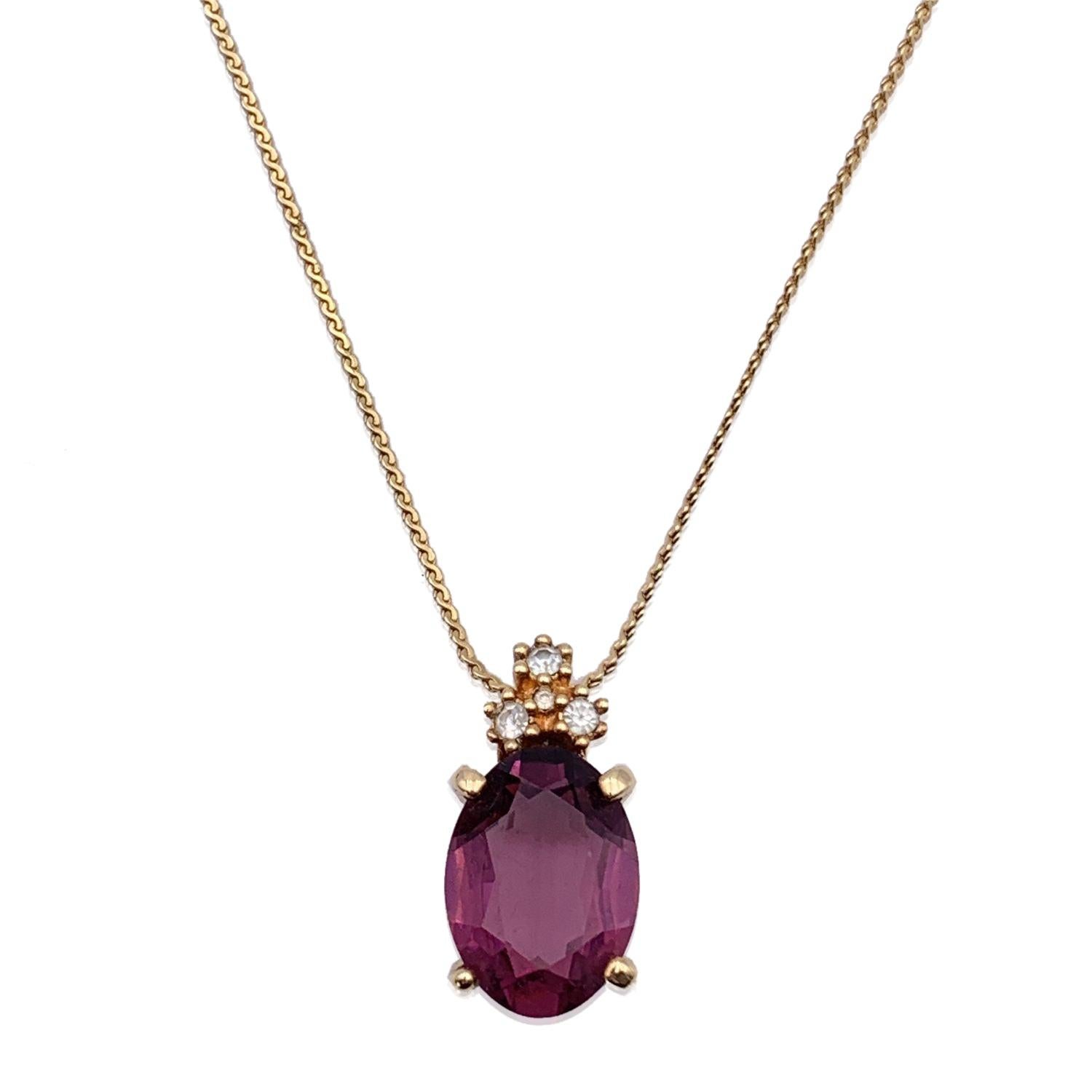 Christian Dior Vintage Gold Oval Purple Crystal Pendant Necklace In Excellent Condition For Sale In Rome, Rome