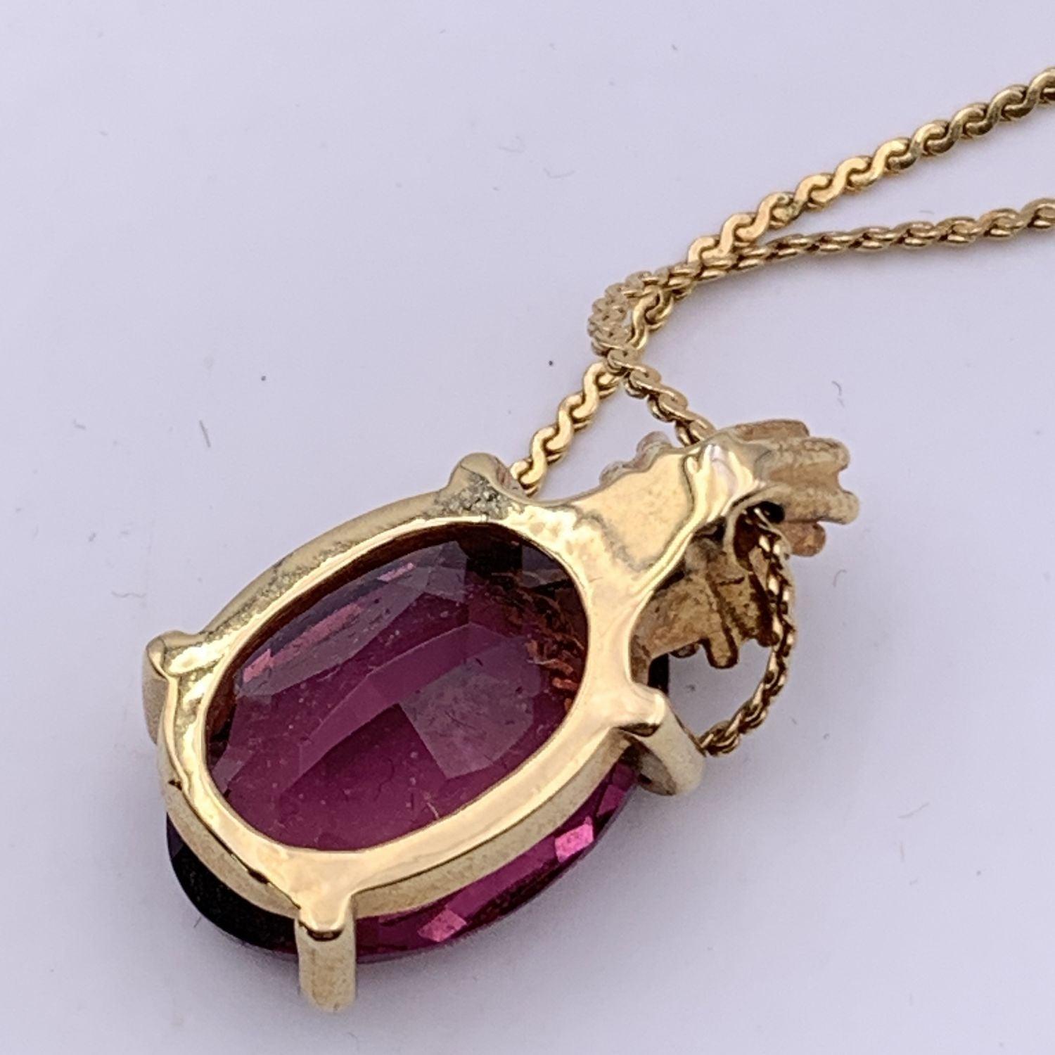 Women's Christian Dior Vintage Gold Oval Purple Crystal Pendant Necklace For Sale