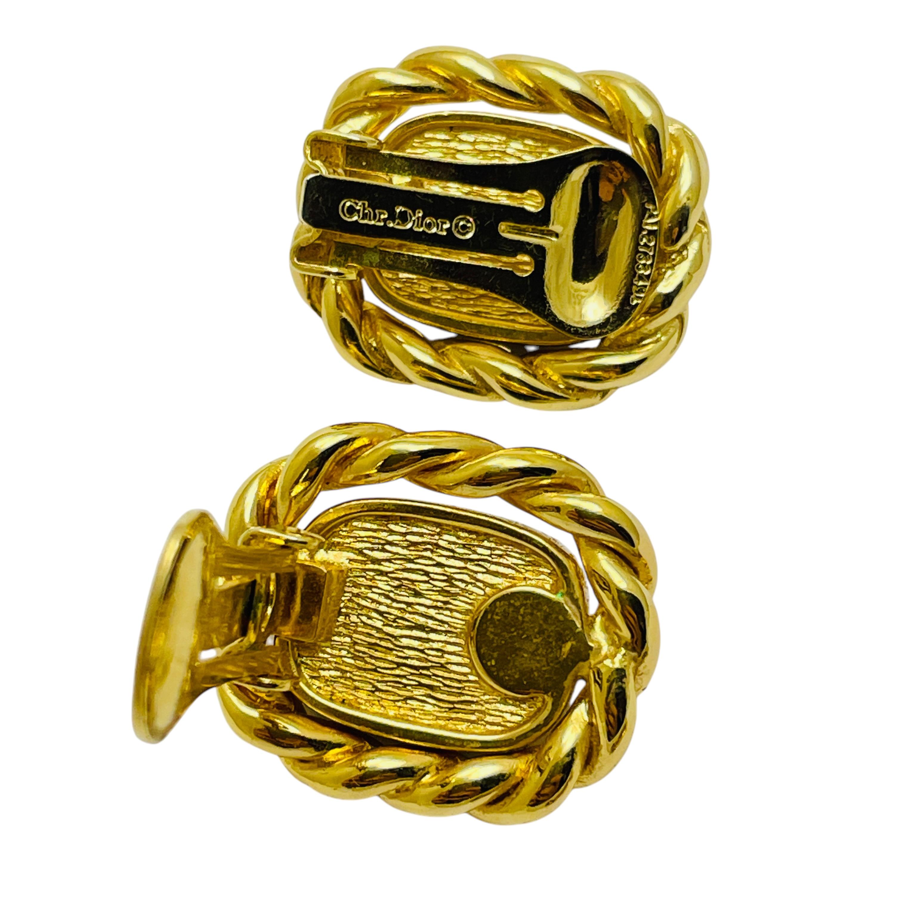 CHRISTIAN DIOR Vintage vergoldete schwarze Cab-Designer-Ohrclips auf Ohrringen im Zustand „Gut“ im Angebot in Palos Hills, IL