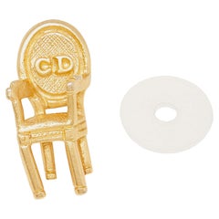 Christian Dior Broche vintage de chaise CD plaquée or