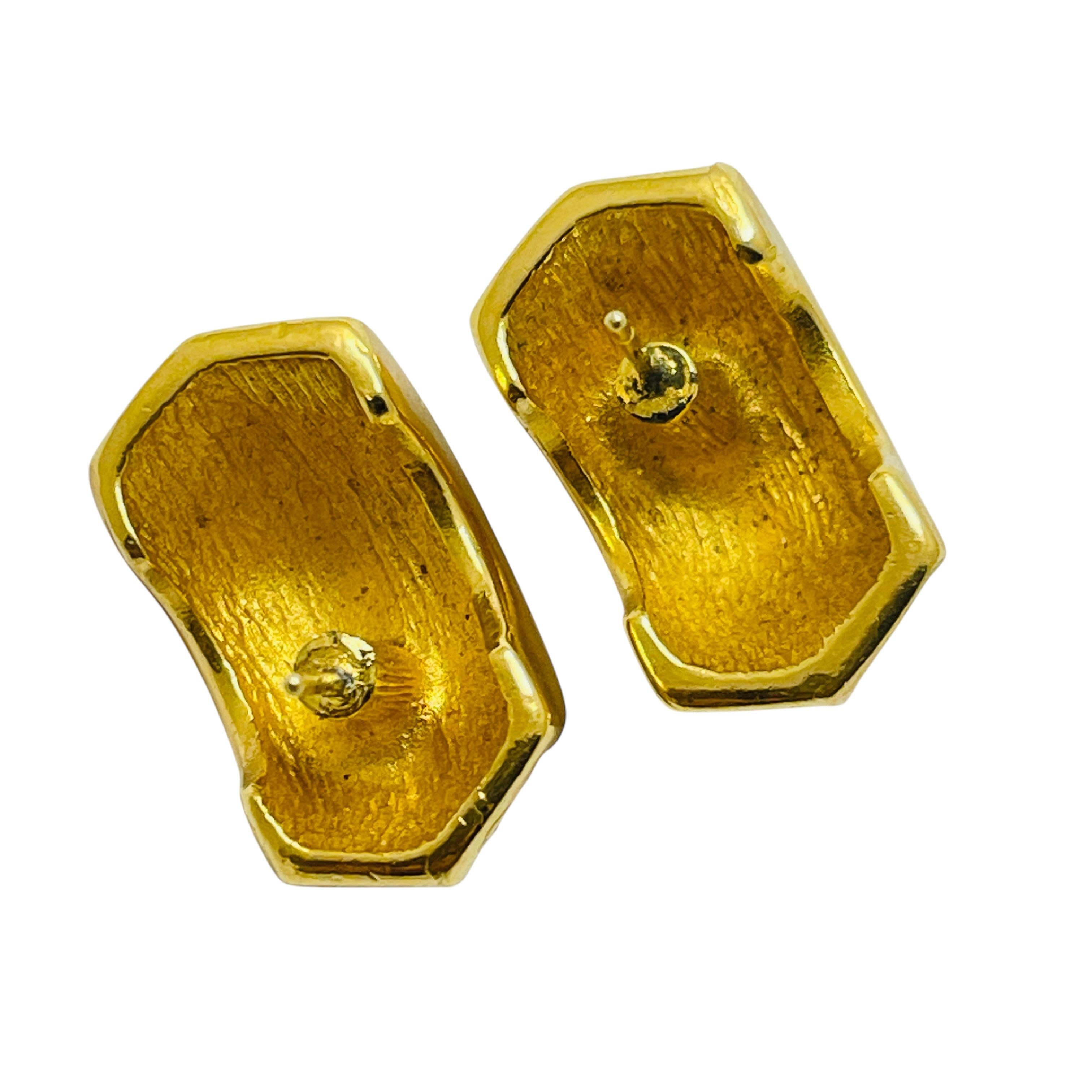 CHRISTIAN DIOR vintage gold plated crystals enamel designer earrings In Good Condition For Sale In Palos Hills, IL