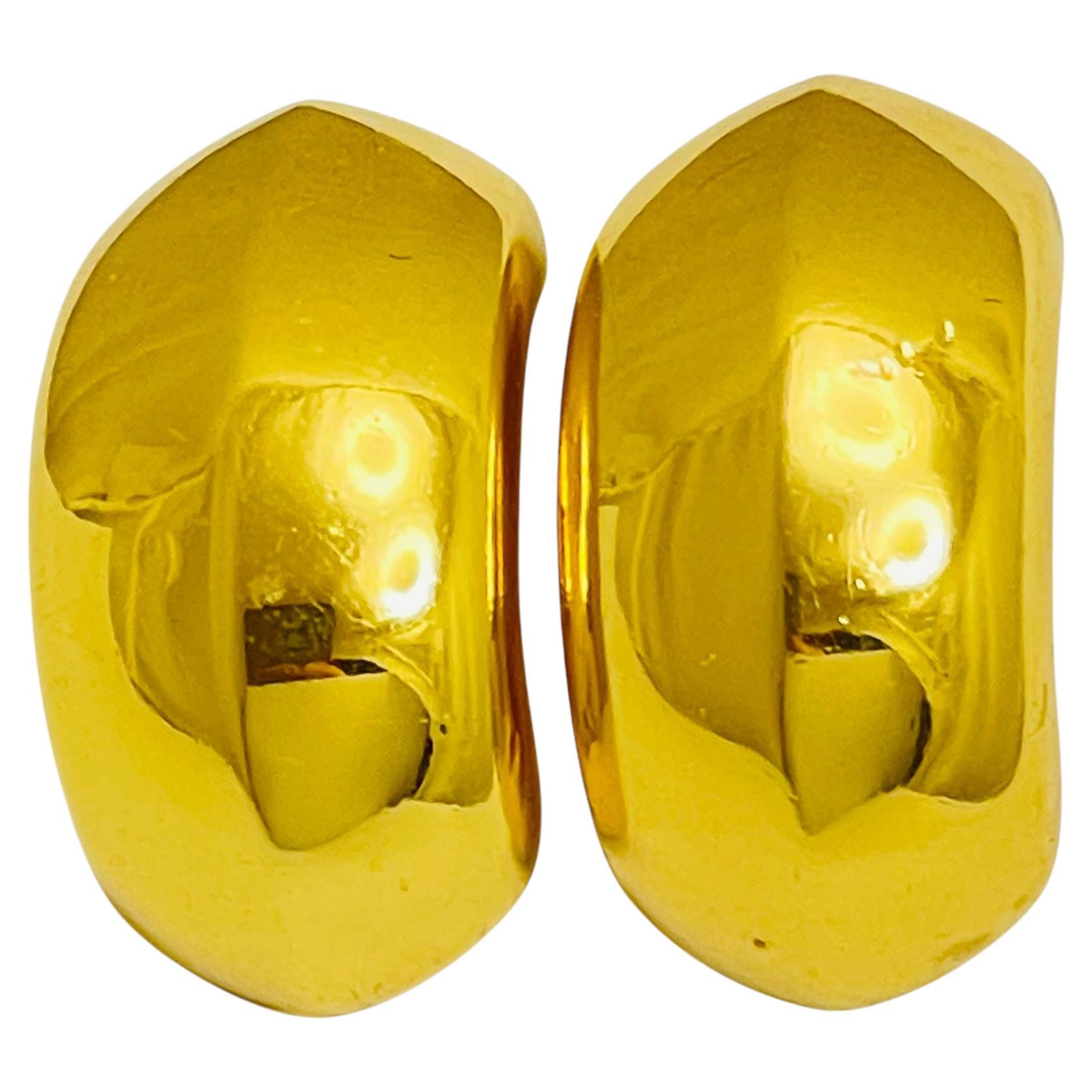 CHRISTIAN DIOR vintage gold plated designer earrings For Sale