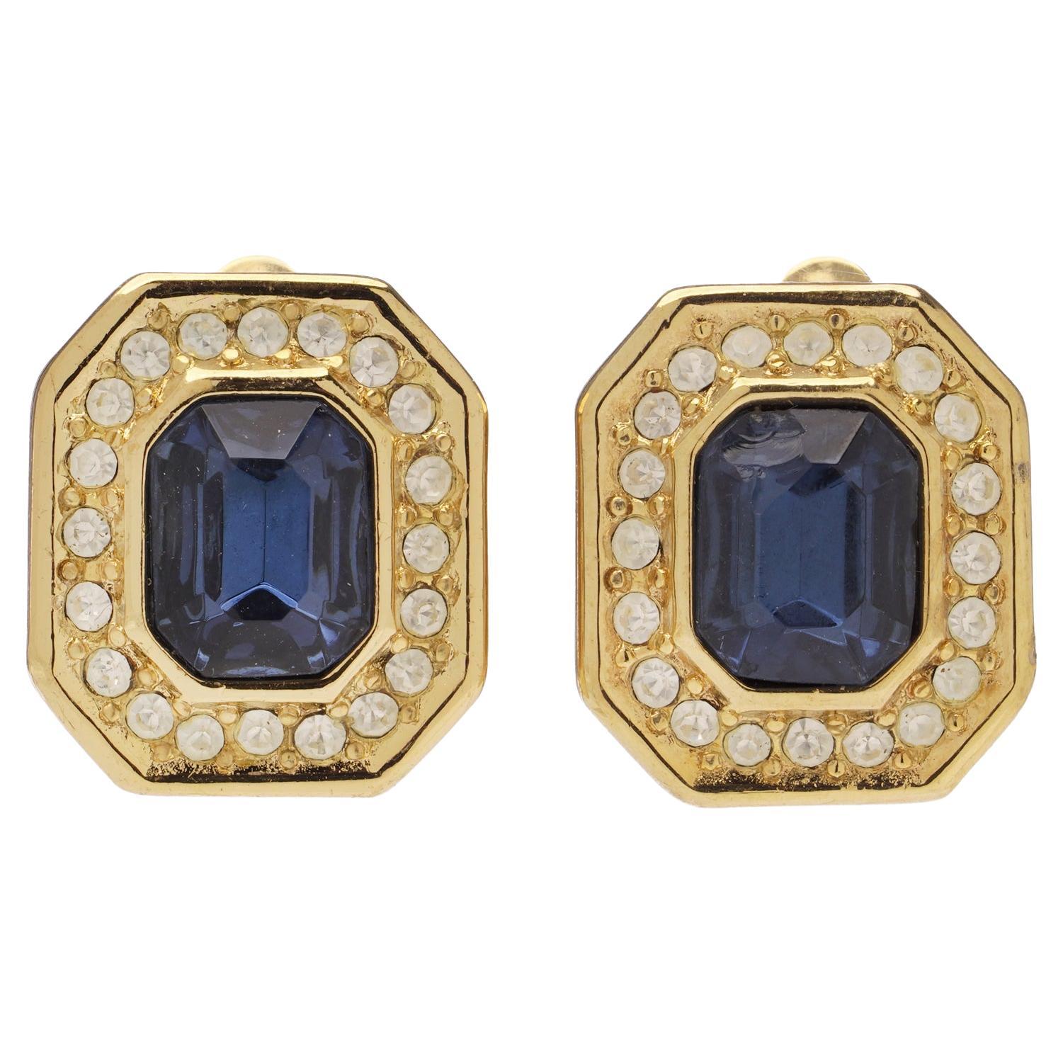 Christian Dior Vintage Gold-Plated Octagonal Clip-On Earrings
