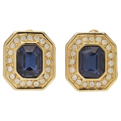 Christian Dior Vintage Gold-Plated Octagonal Clip-On Earrings