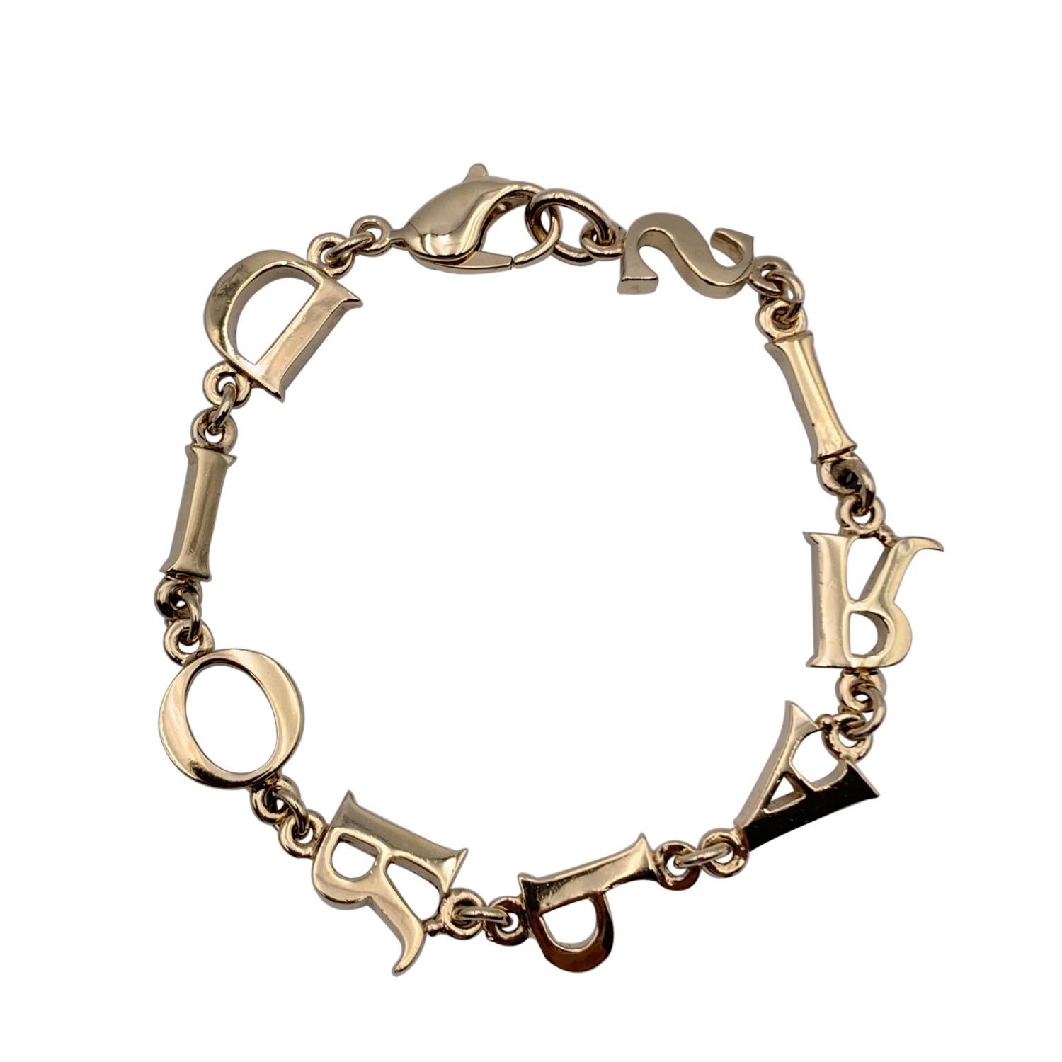 Christian Dior Vintage Gold Spell Out Dior Paris Letter Bracelet