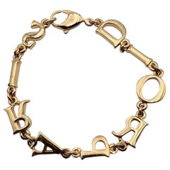 Christian Dior Vintage Gold Spell Out Dior Paris Letter Bracelet