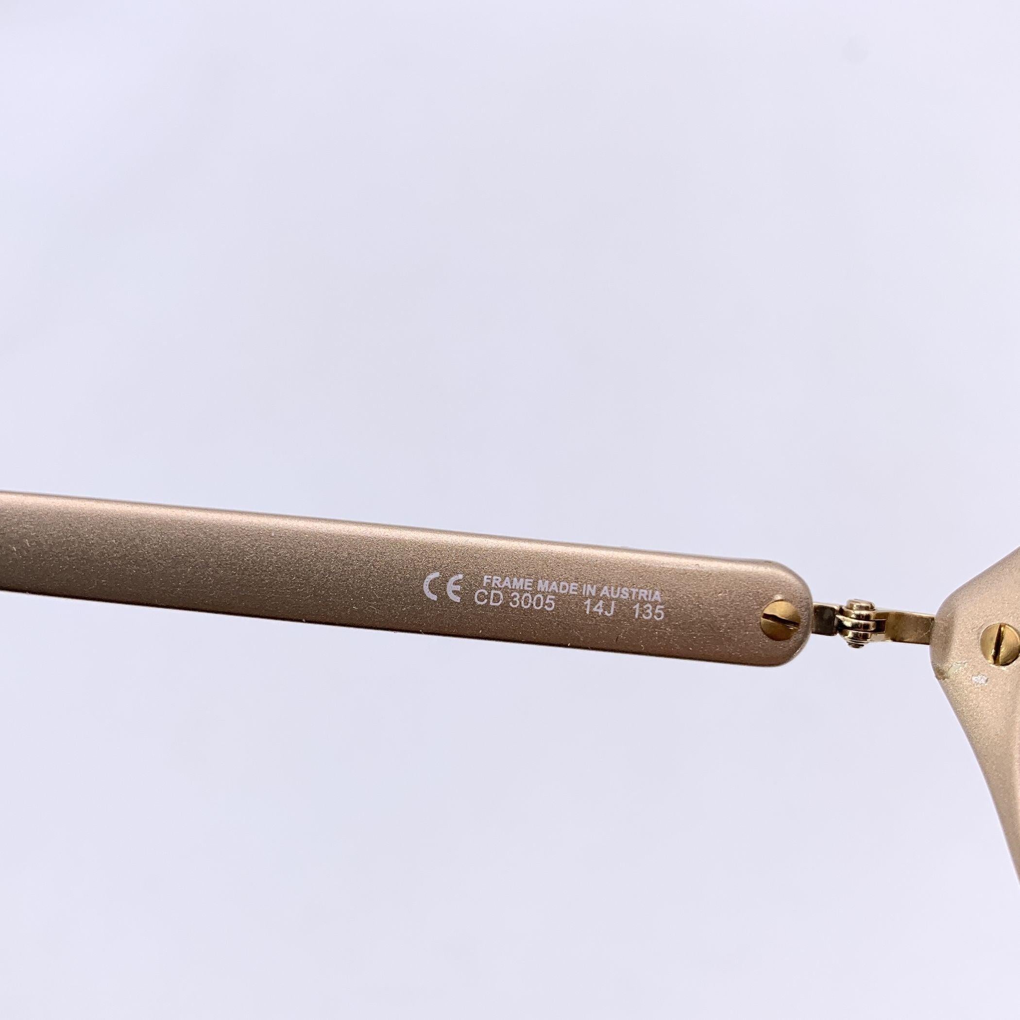 Women's Christian Dior Vintage Gold Sunglasses CD 3005 50/15 135mm For Sale