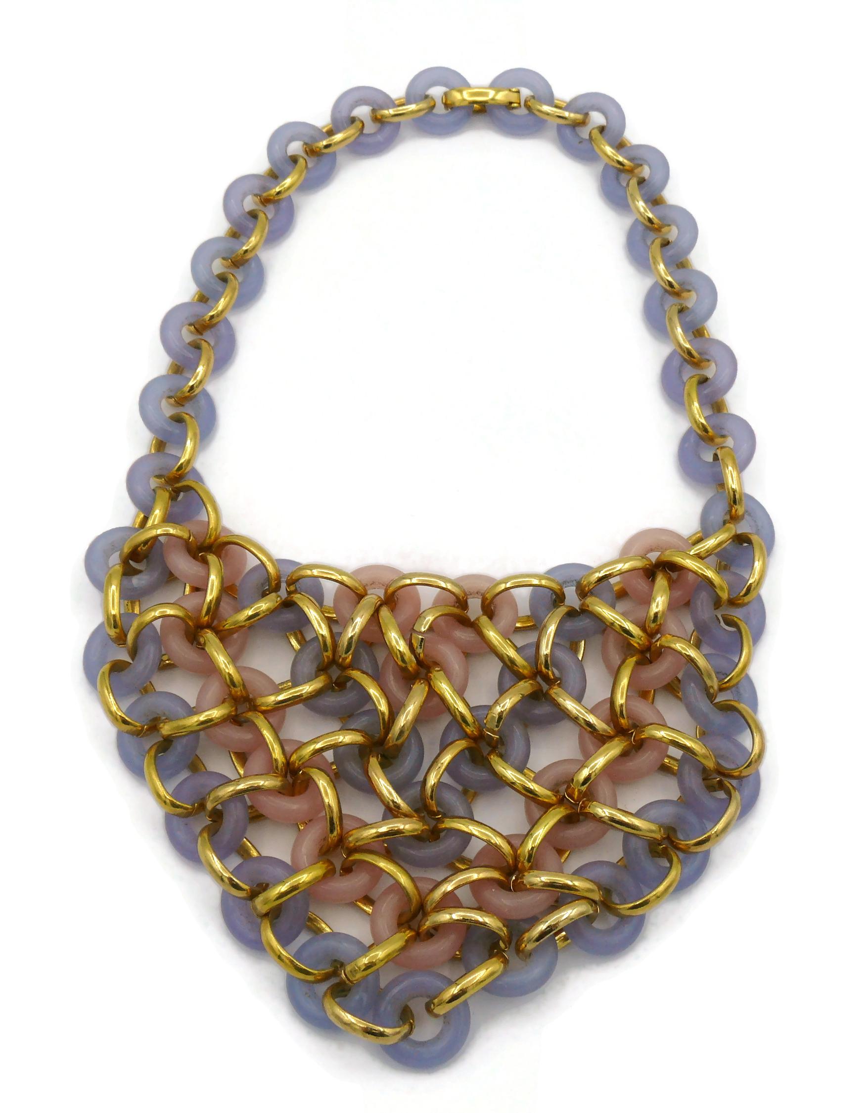 CHRISTIAN DIOR Vintage Gold Tone and Resin Necklace, 1974 In Good Condition For Sale In Nice, FR