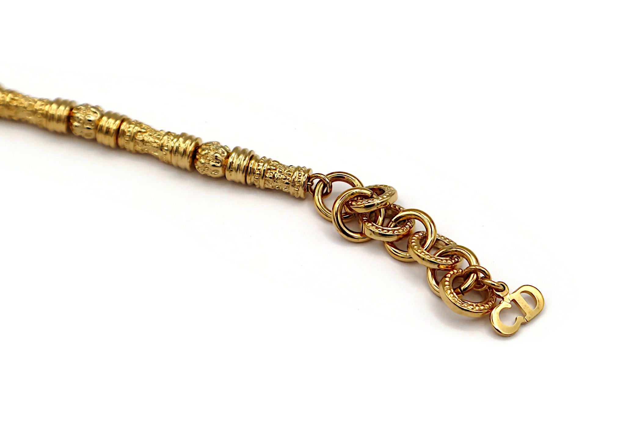 CHRISTIAN DIOR Vintage Gold Tone Beaded Necklace For Sale 3