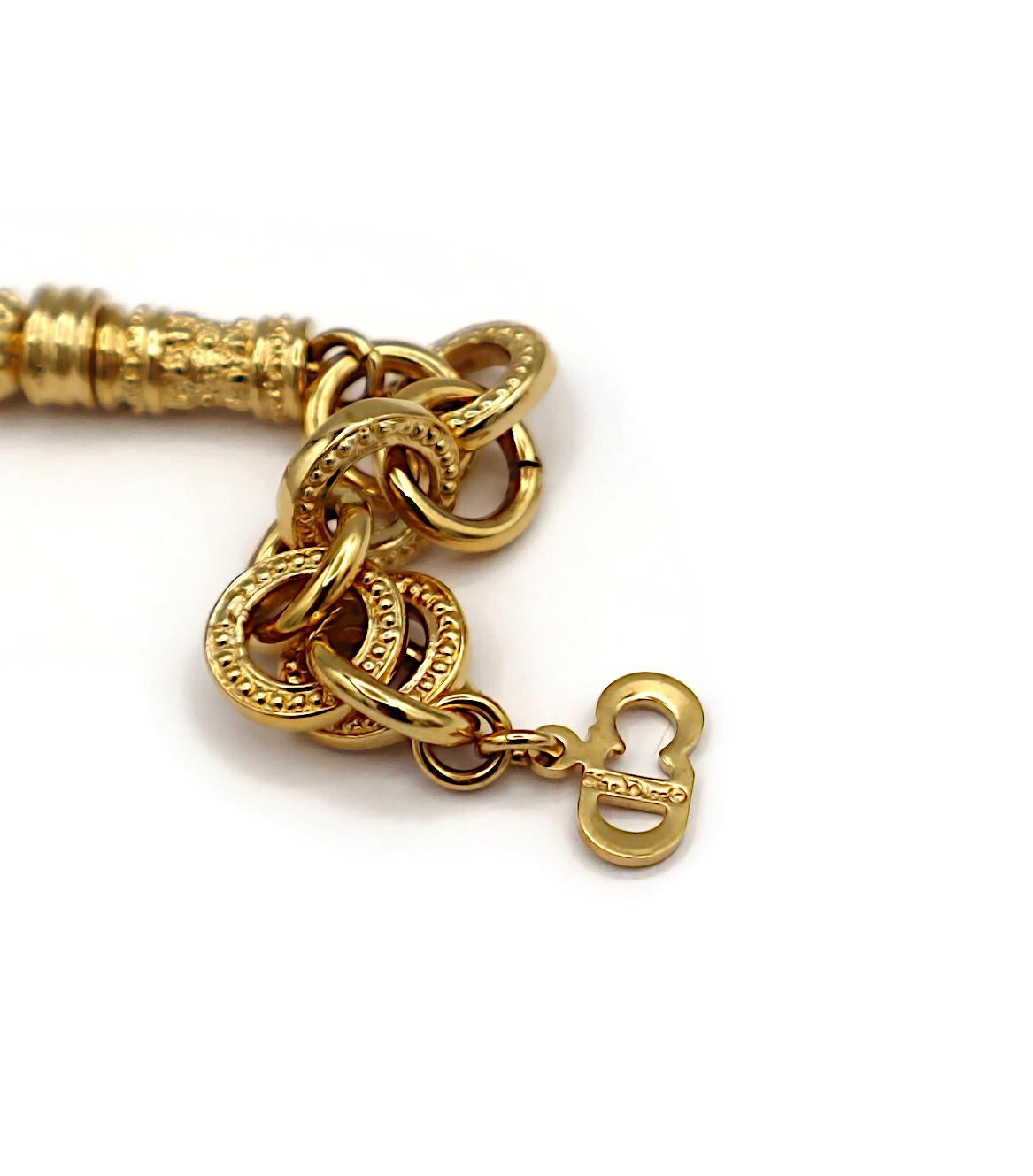 CHRISTIAN DIOR Vintage Gold Tone Beaded Necklace For Sale 4