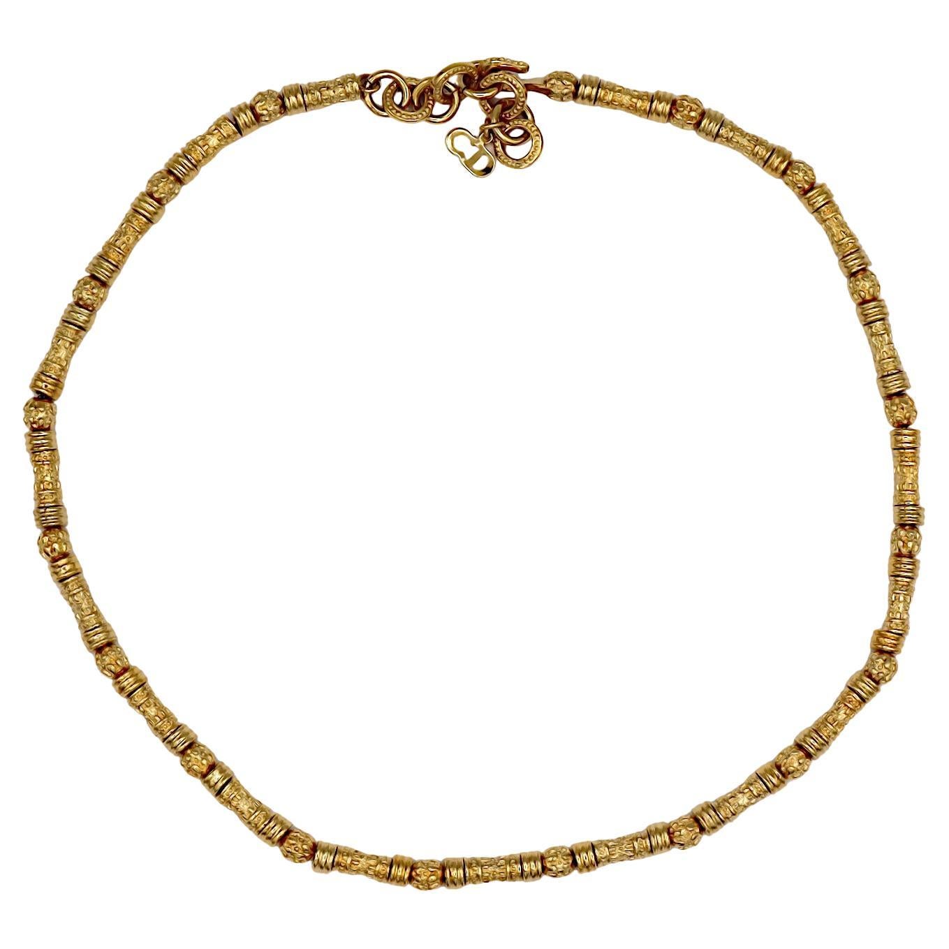 CHRISTIAN DIOR Vintage Gold Tone Beaded Necklace