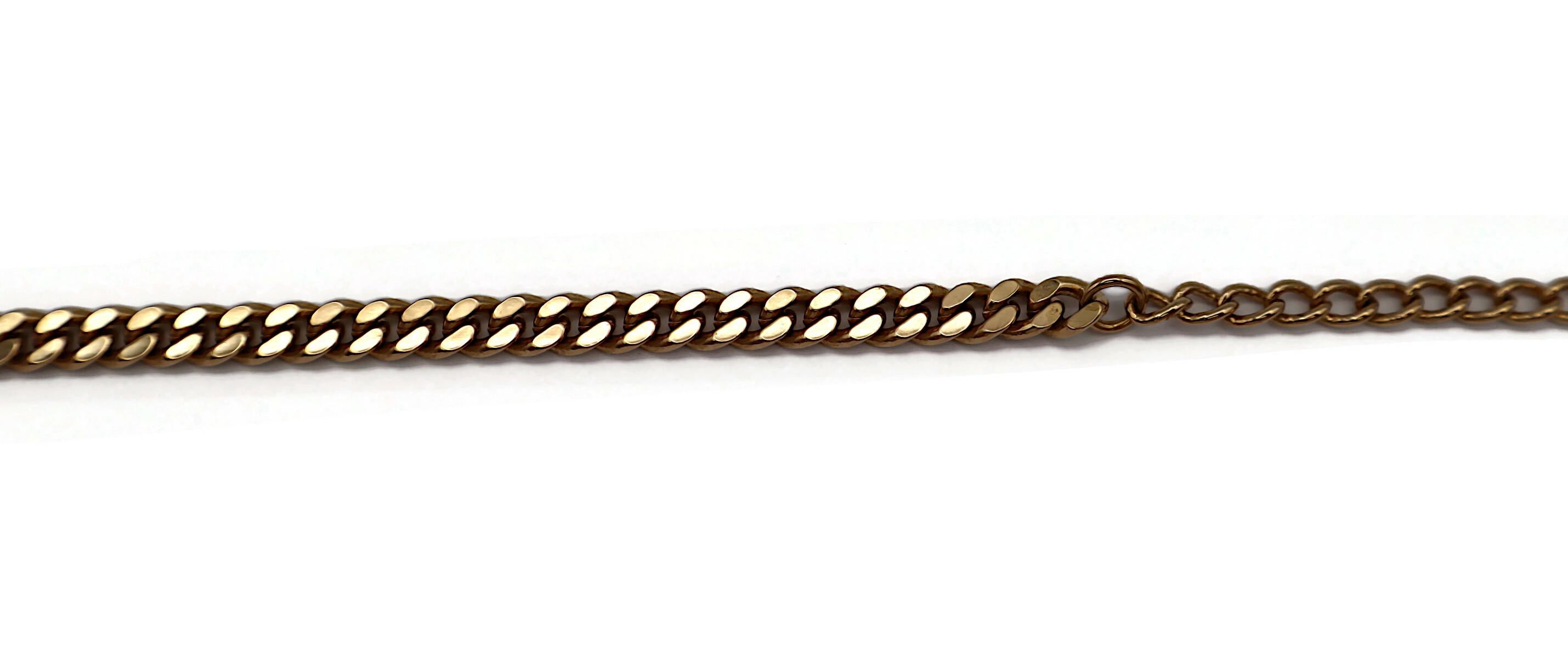 CHRISTIAN DIOR Vintage Gold Tone Chain ID Tag Crystal Necklace For Sale 4