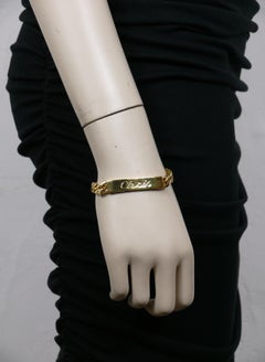 CHRISTIAN DIOR Vintage Gold Tone CHRIS Tag Bracelet