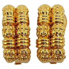 CHRISTIAN DIOR Vintage Gold Tone Clip-On Earrings