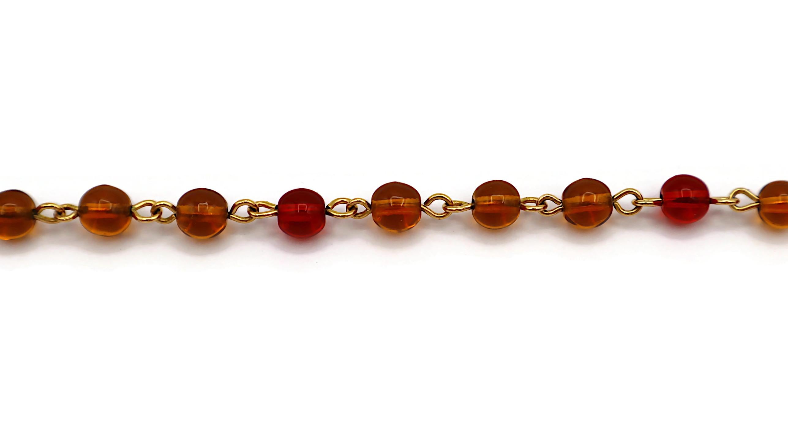 Women's CHRISTIAN DIOR Vintage Gold Tone D Enamel Beaded Necklace For Sale