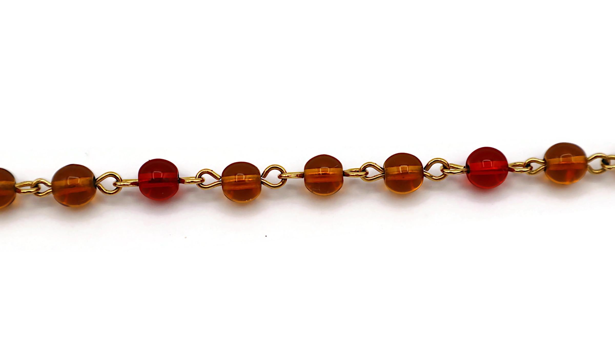 CHRISTIAN DIOR Vintage Gold Tone D Enamel Beaded Necklace For Sale 1