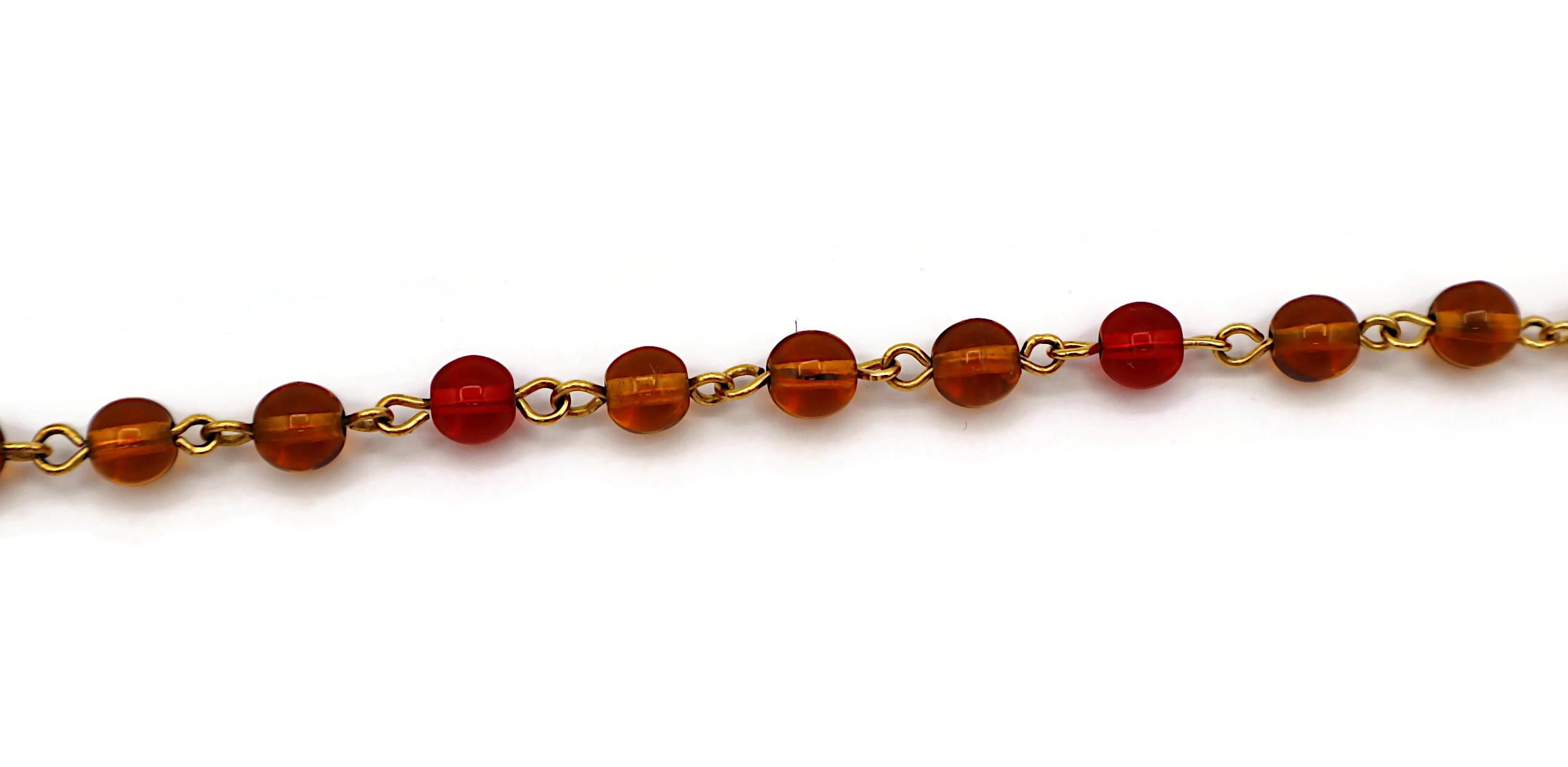 CHRISTIAN DIOR Vintage Gold Tone D Enamel Beaded Necklace For Sale 3