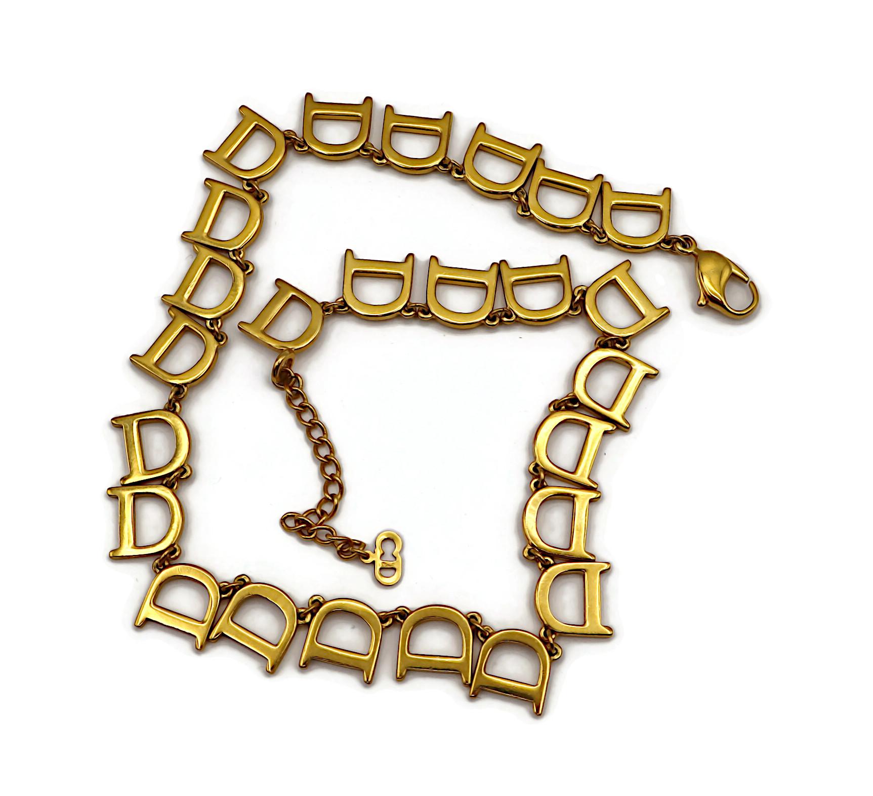 CHRISTIAN DIOR Vintage Gold Tone Initial D Necklace and Bracelet Set For Sale 8
