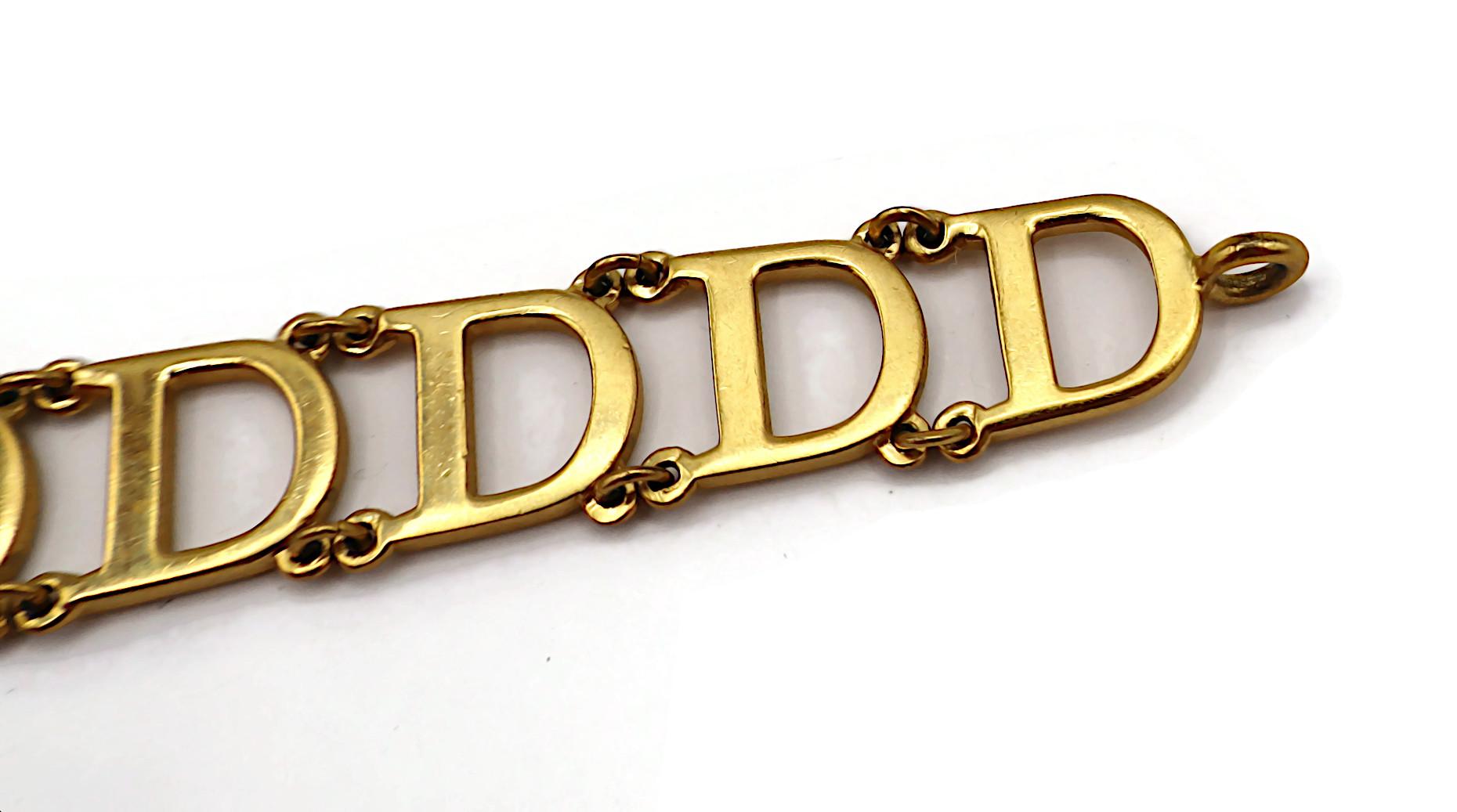 CHRISTIAN DIOR Vintage Gold Tone Initial D Necklace and Bracelet Set For Sale 15