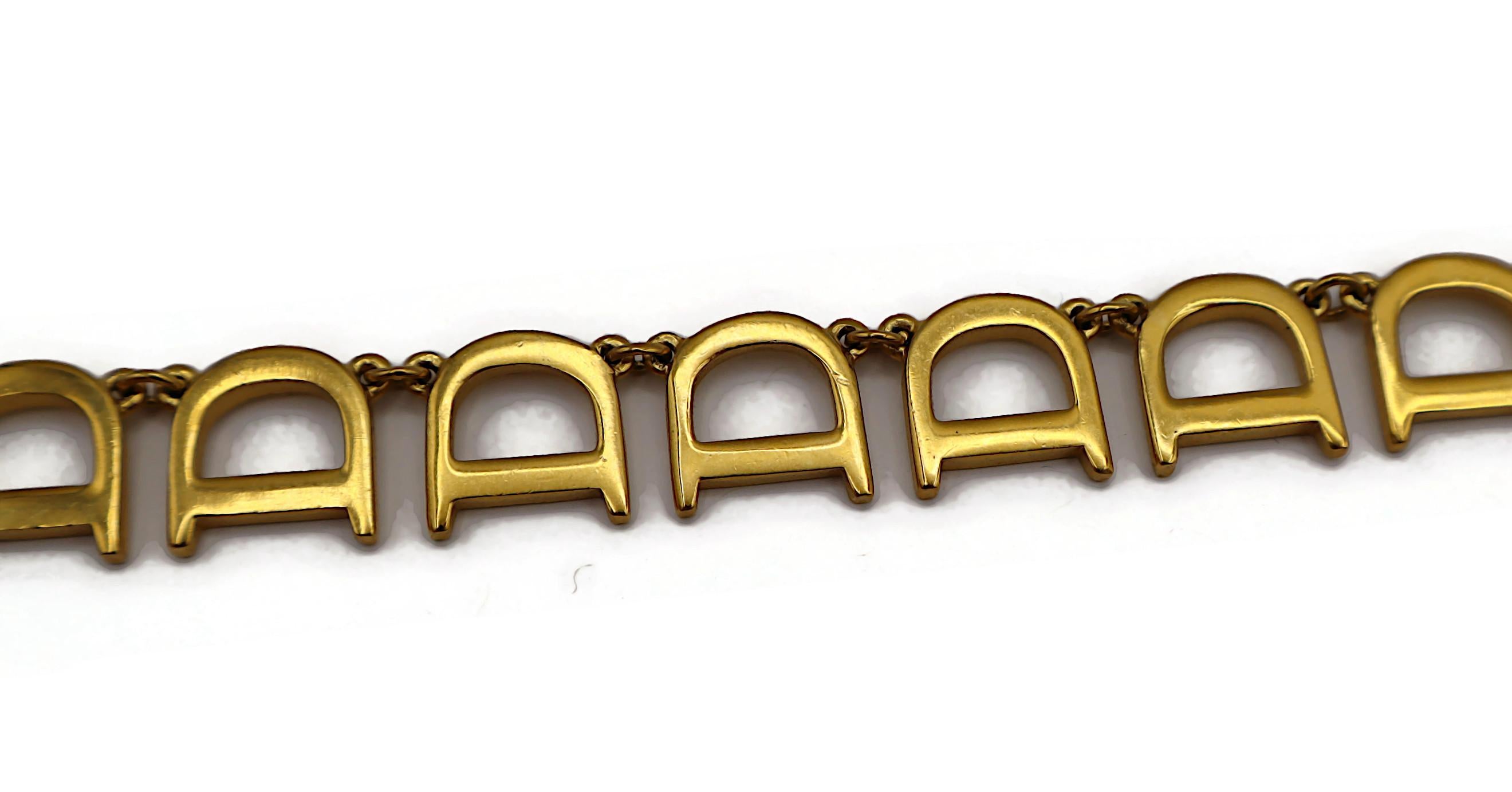 CHRISTIAN DIOR Vintage Gold Tone Initial D Necklace and Bracelet Set For Sale 4
